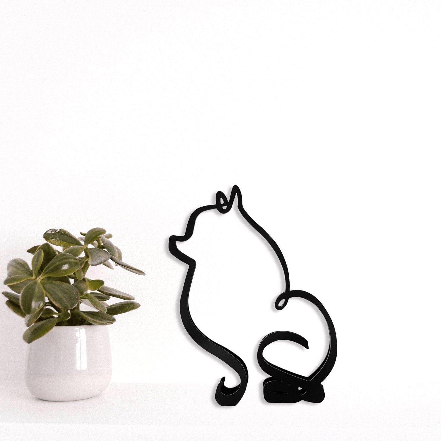 stylish pomeranian metal dog sculpture in black