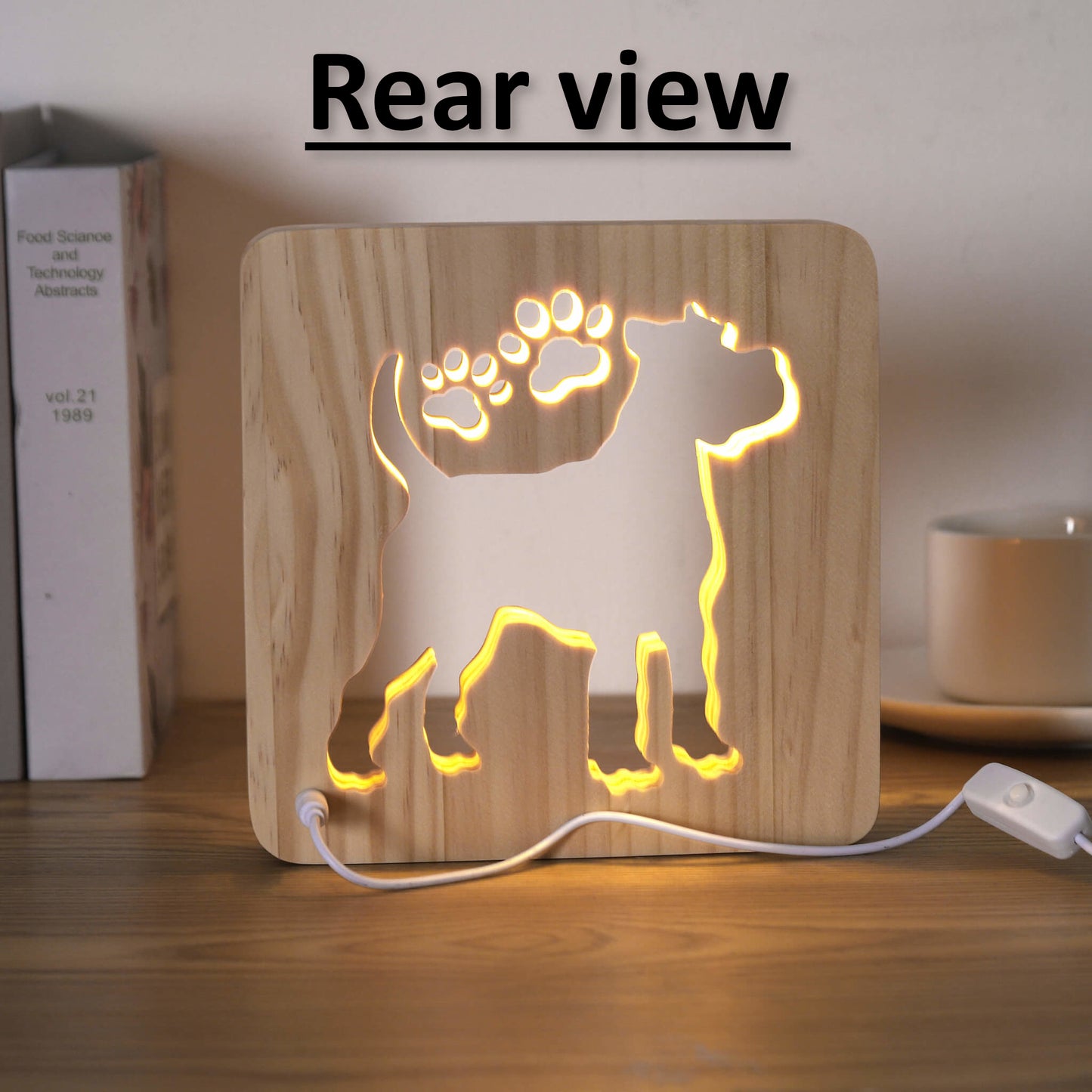 back view of schnauzer led usb operated night light