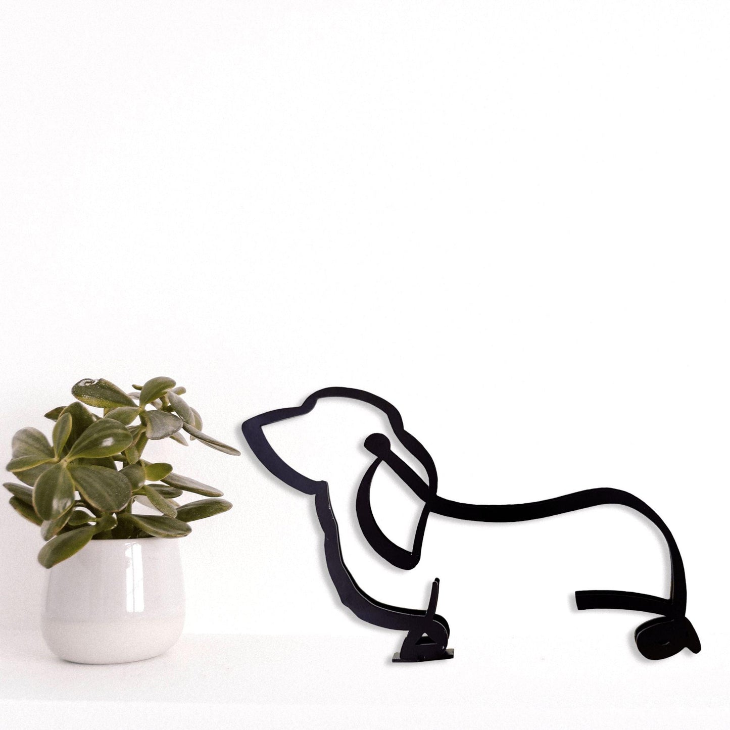 minimalistic basset hound metal black statue