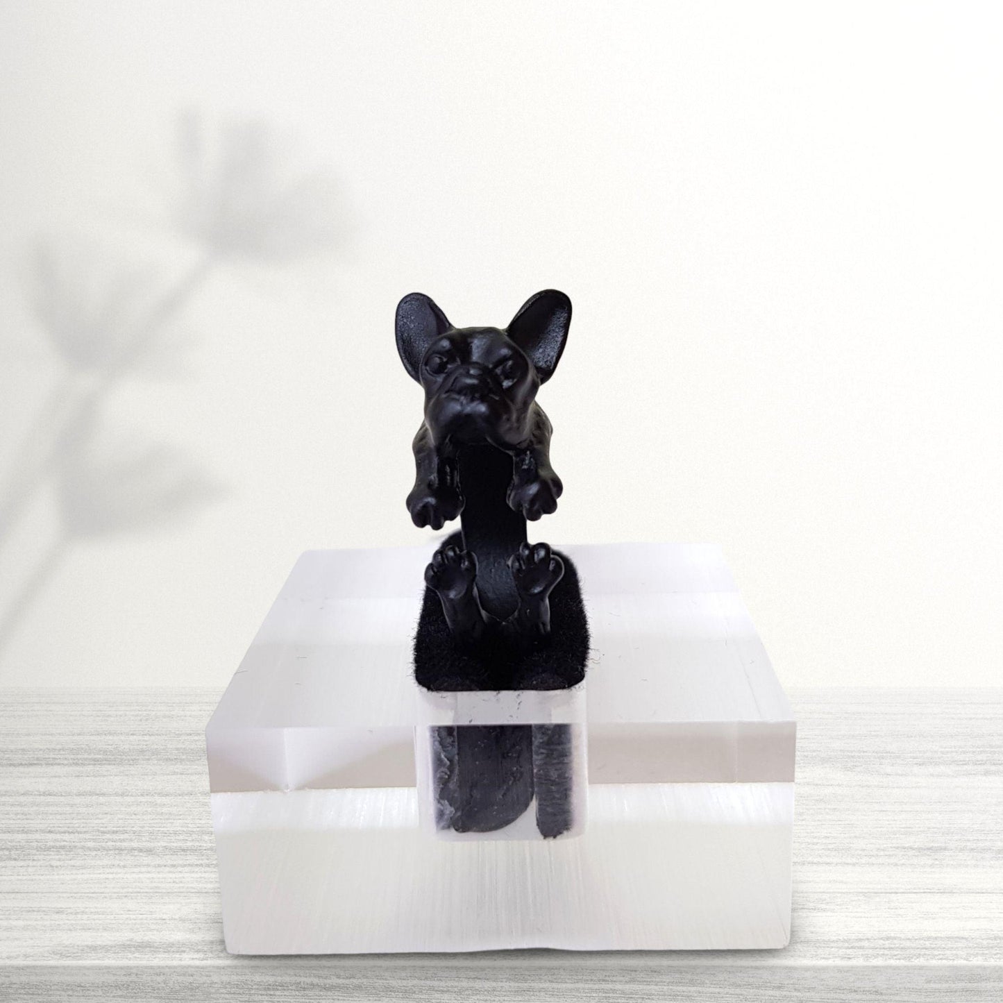 black french bulldog novelty ring jewellery