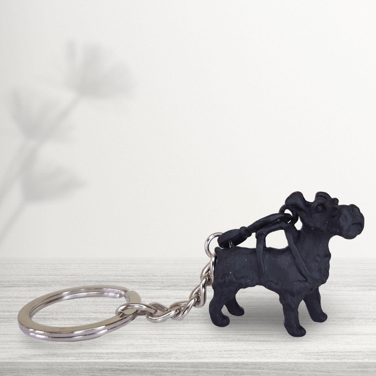 schnauzer dog black metal Keychain