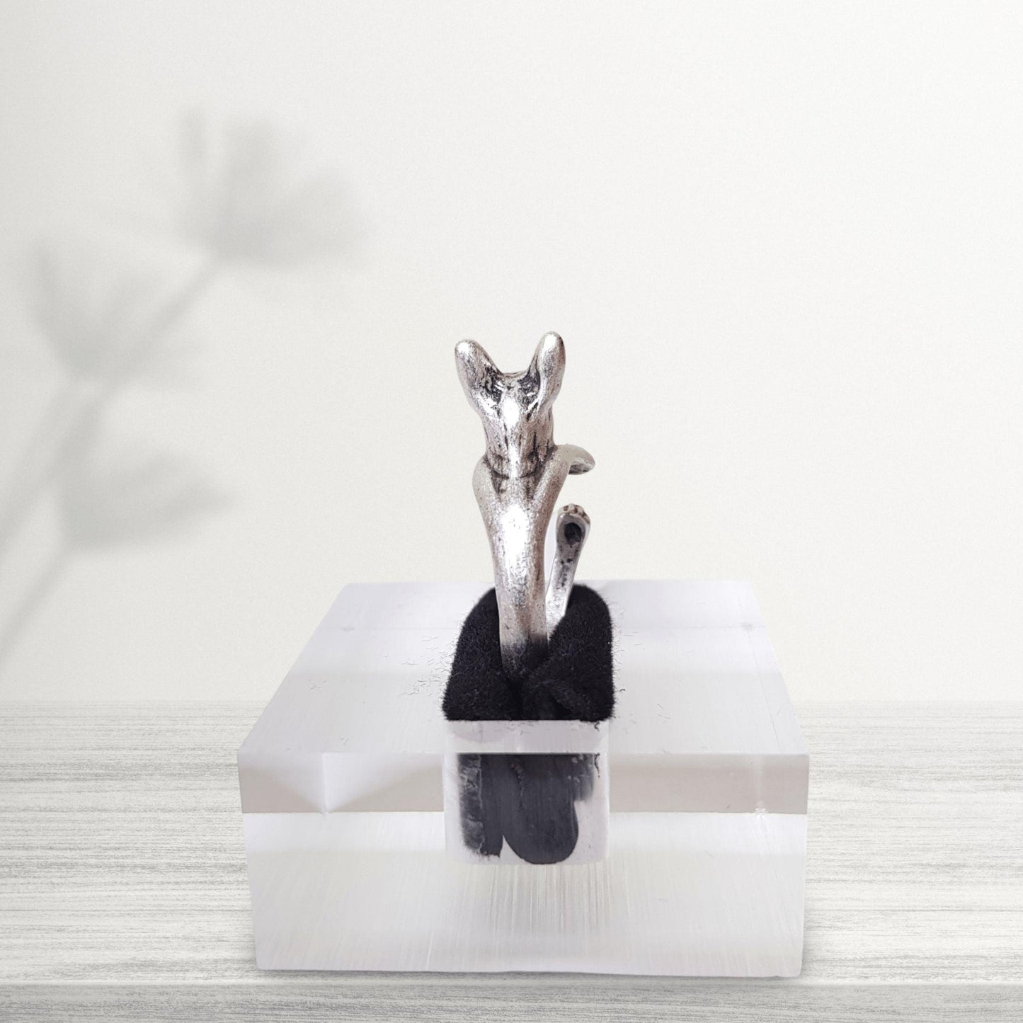 boston terrier novelty silver finger ring jewellery back view