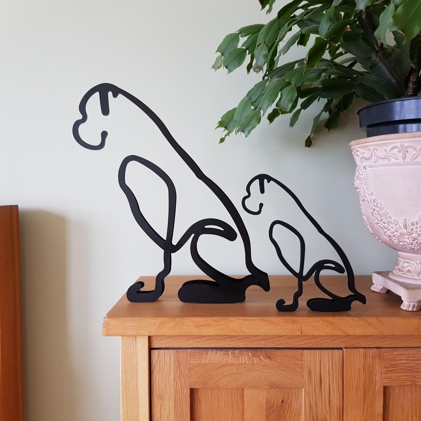minimalist boxer dog black metal statues ornaments