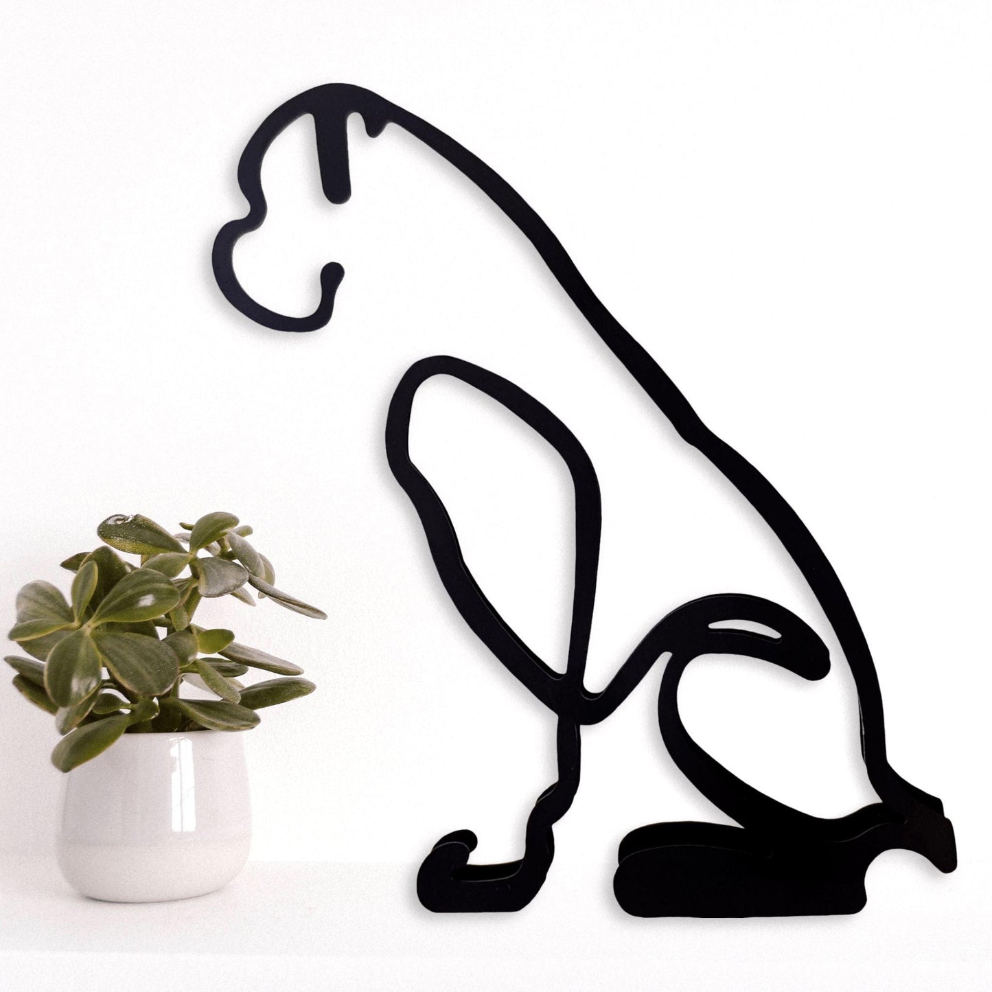 metal boxer dog minimalist black statue ornament