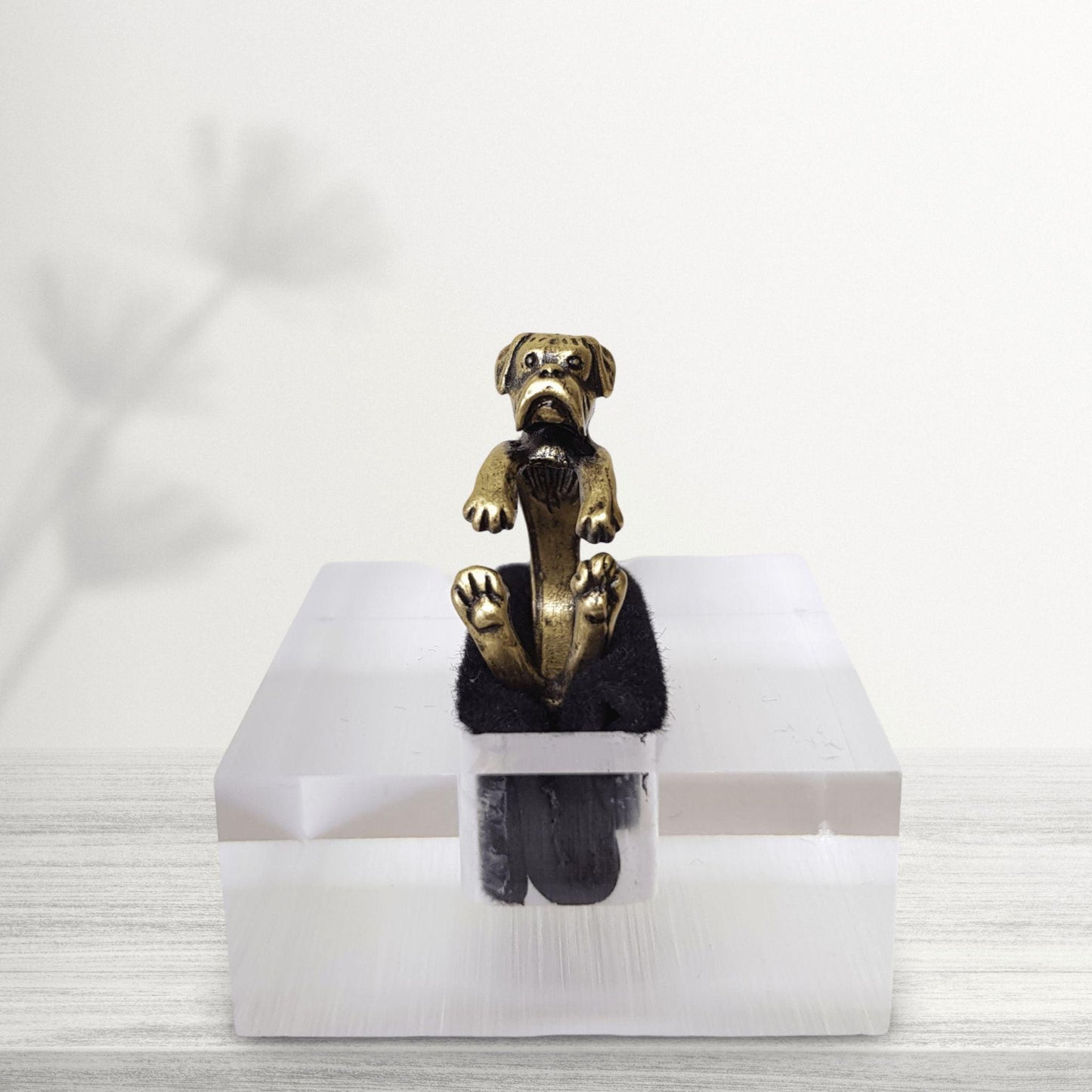 adjustable boxer dog ring in bronze