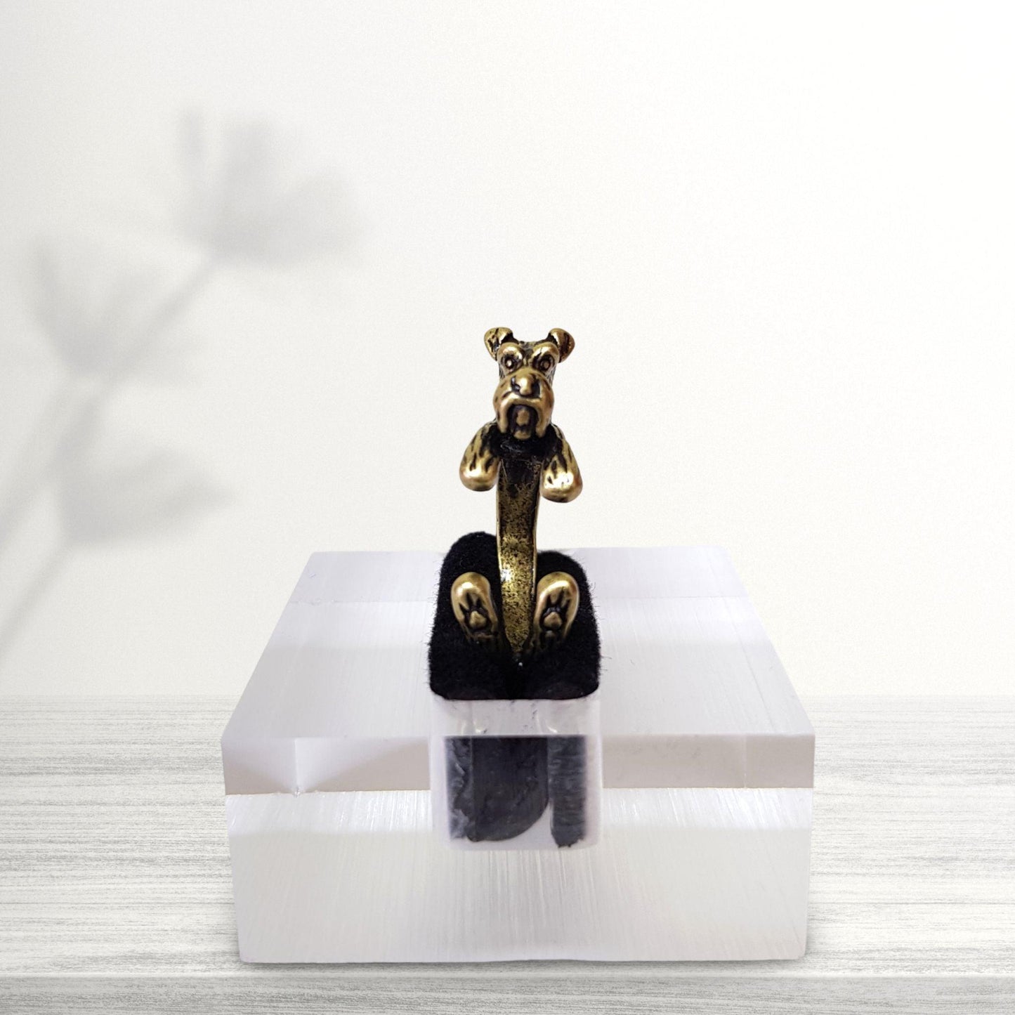 bronze schnauzer novelty ring jewellery