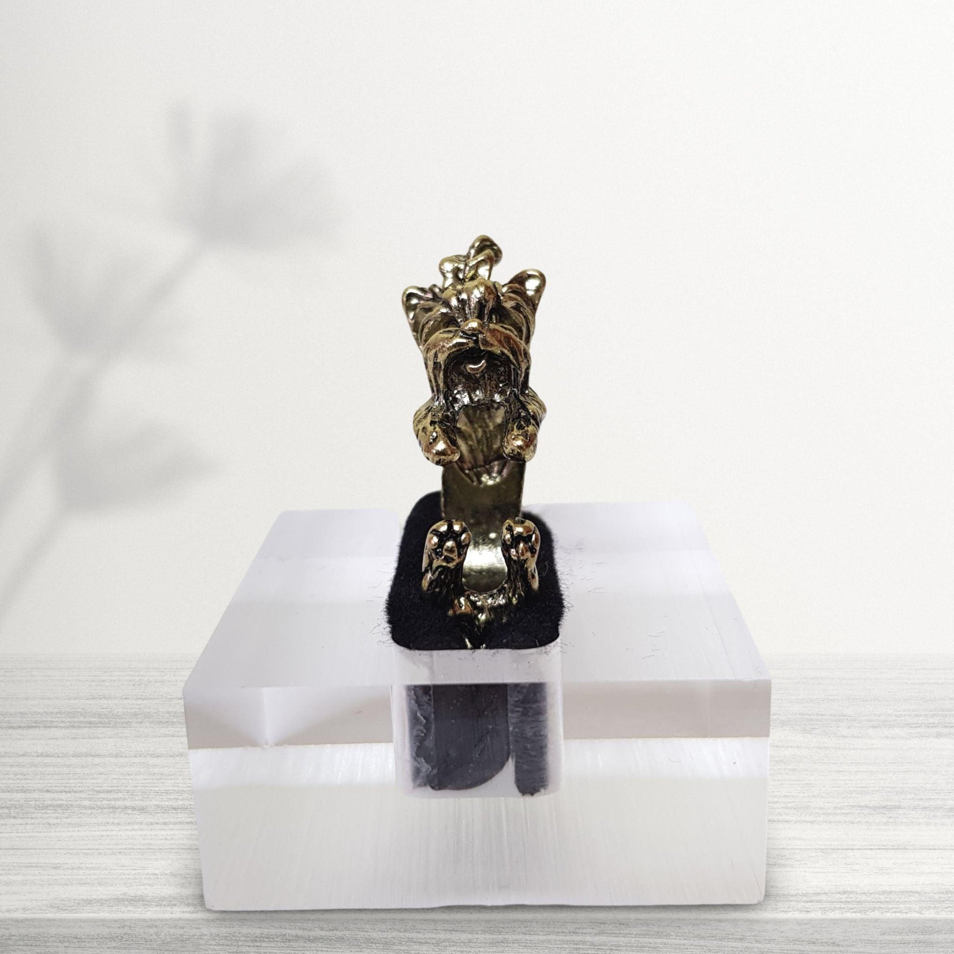 novelty yorkshire terrier bronze ring jewellery gift