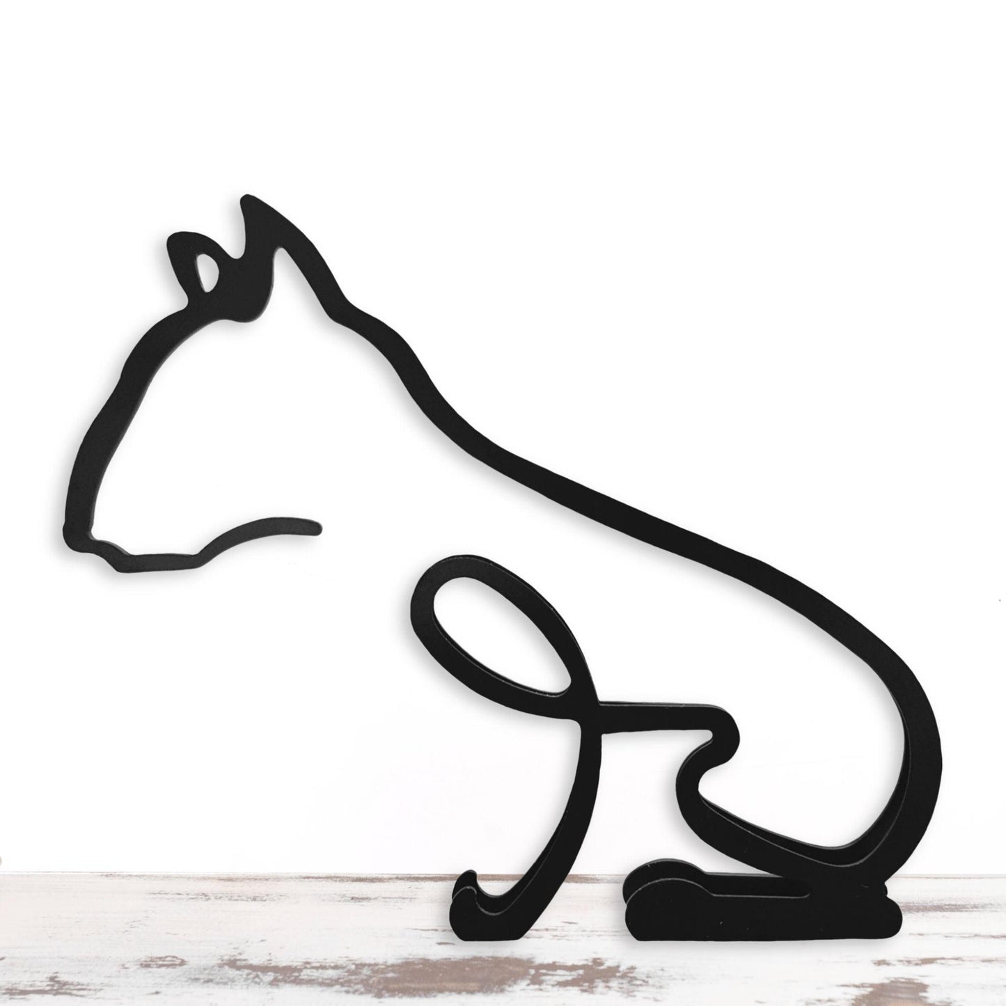 minimalistic bull terrier black metal sculpture for dog lovers