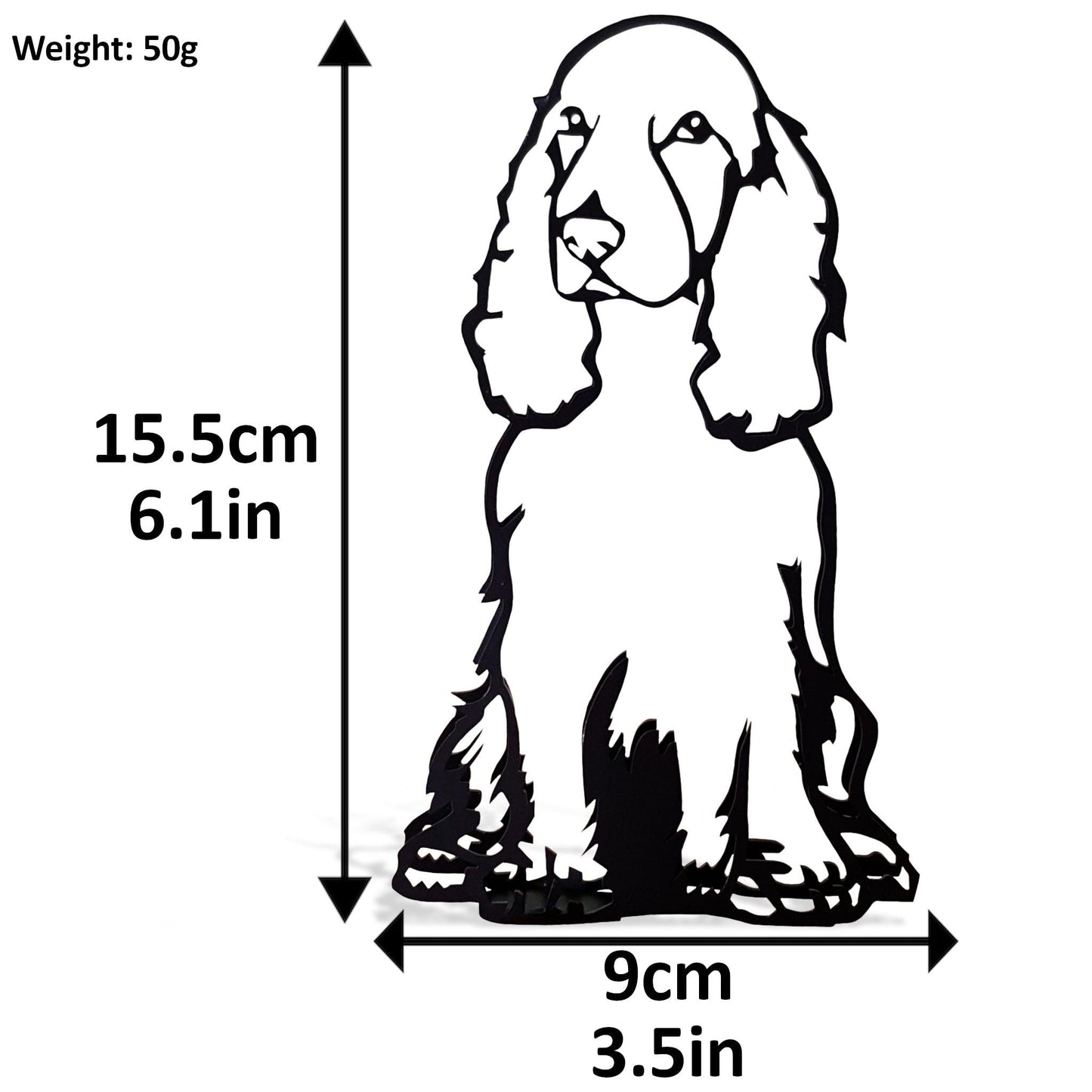 dimensions for cocker spaniel minimalistic silhouette metal statue