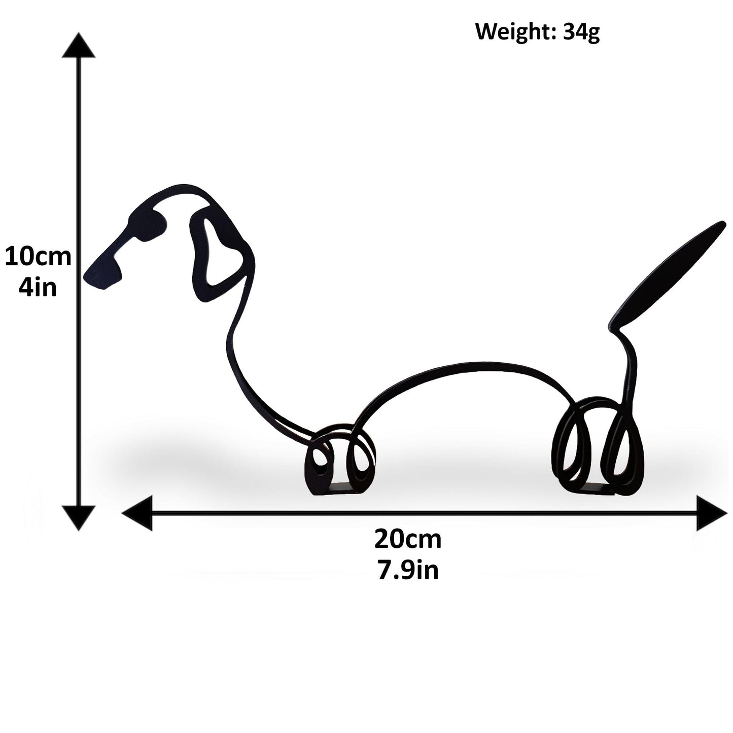 dimensions for dachshund wiener modern artistic black metal statue