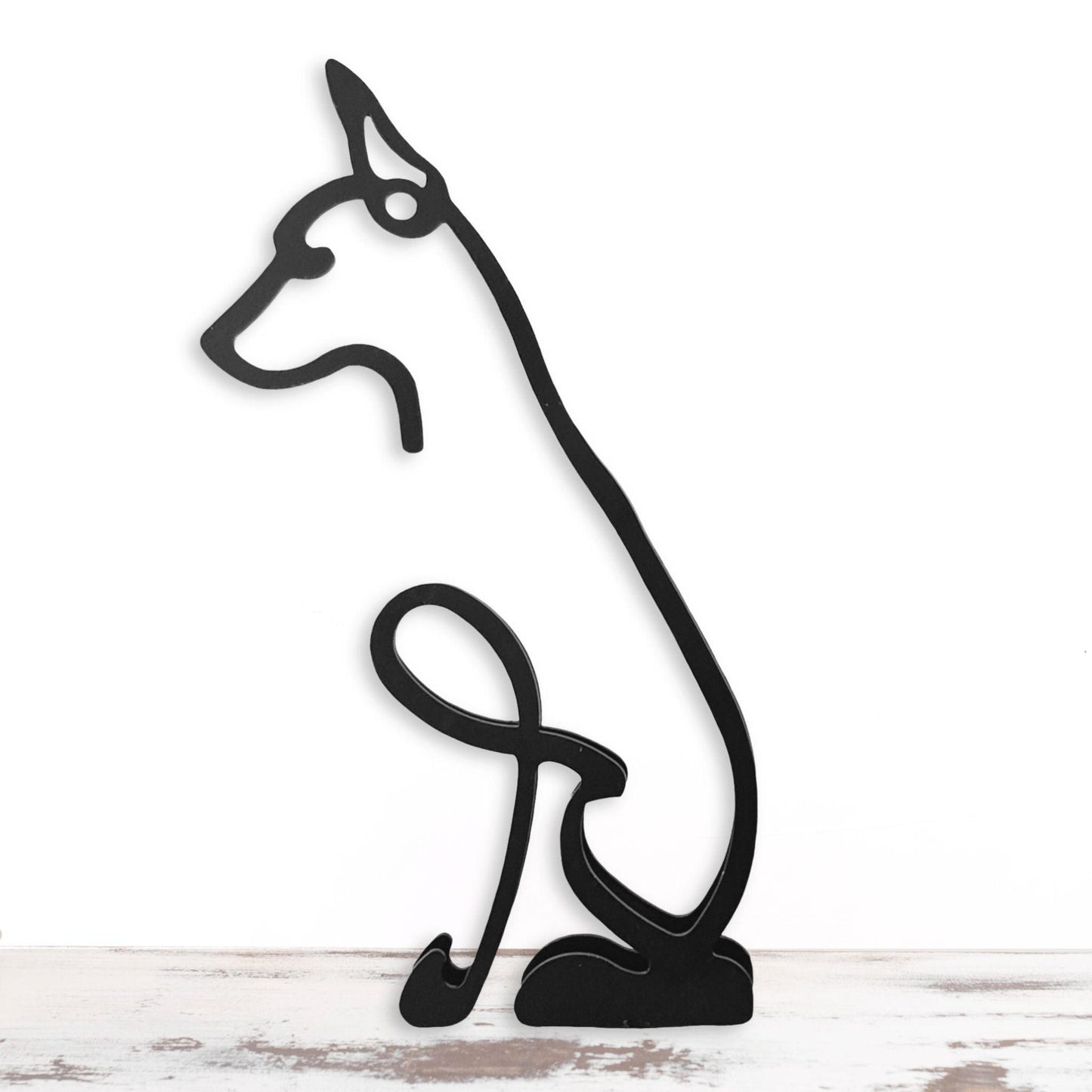 minimalist doberman black metal Statue ornament