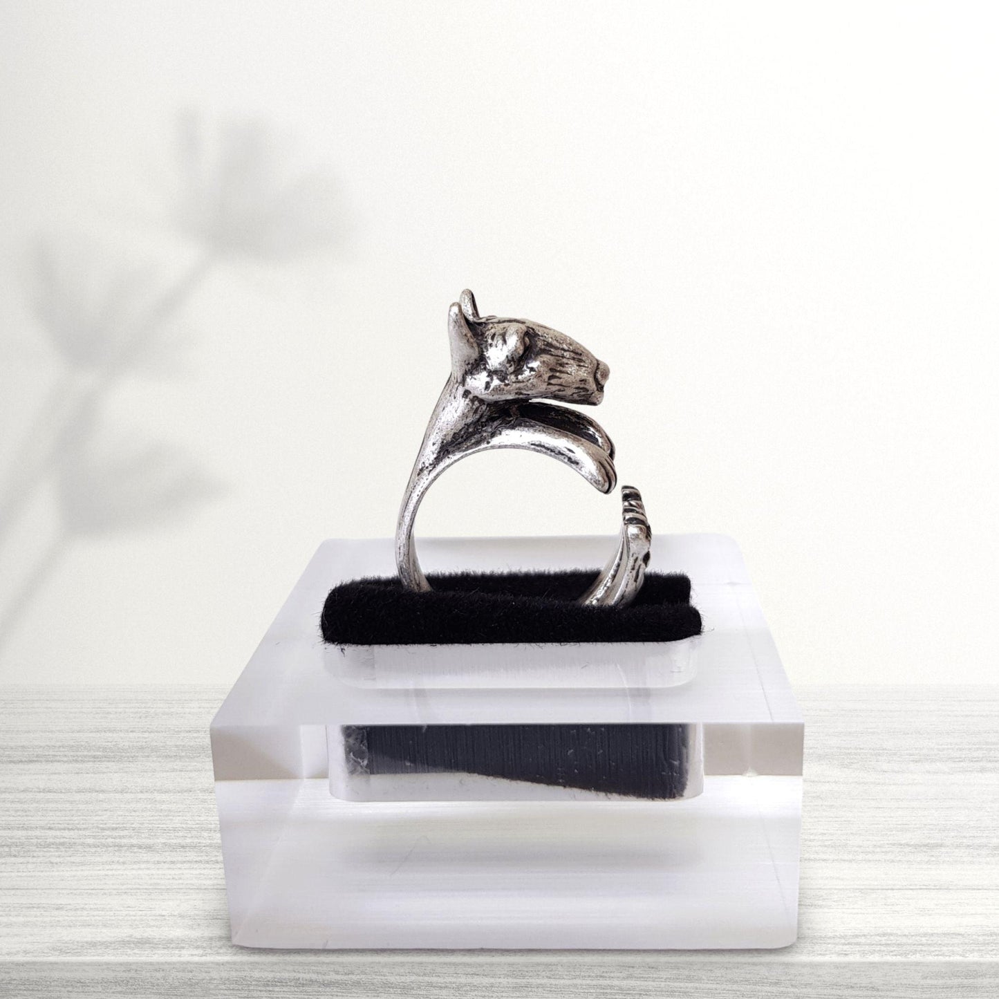 novelty bull terrier ring silver coloured jewellery profile view