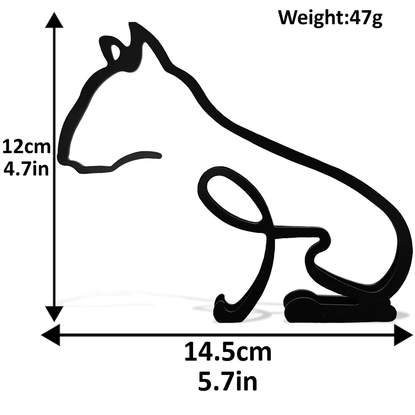 dimensions for bull terrier artistic minimalist black metal statue