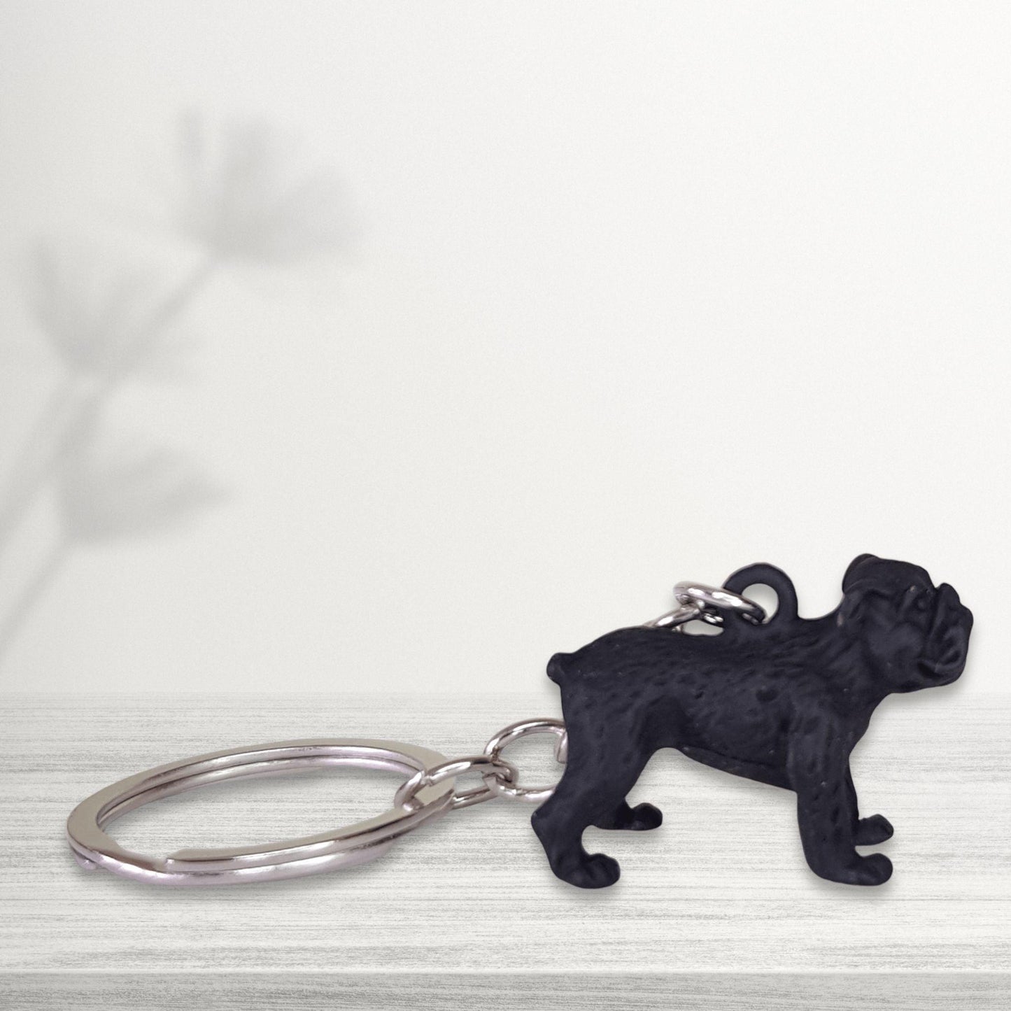cute english bulldog keychain in black