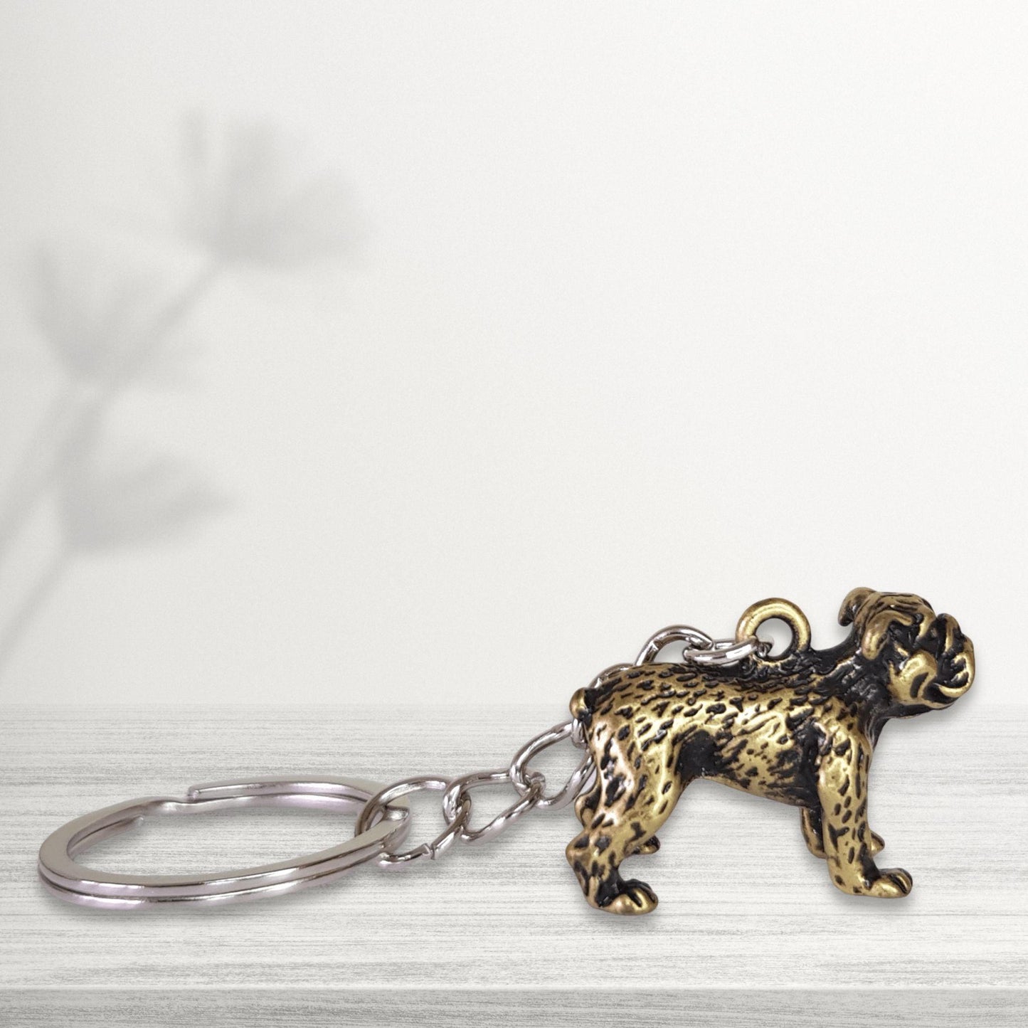 novelty english bulldog keychain in bronze