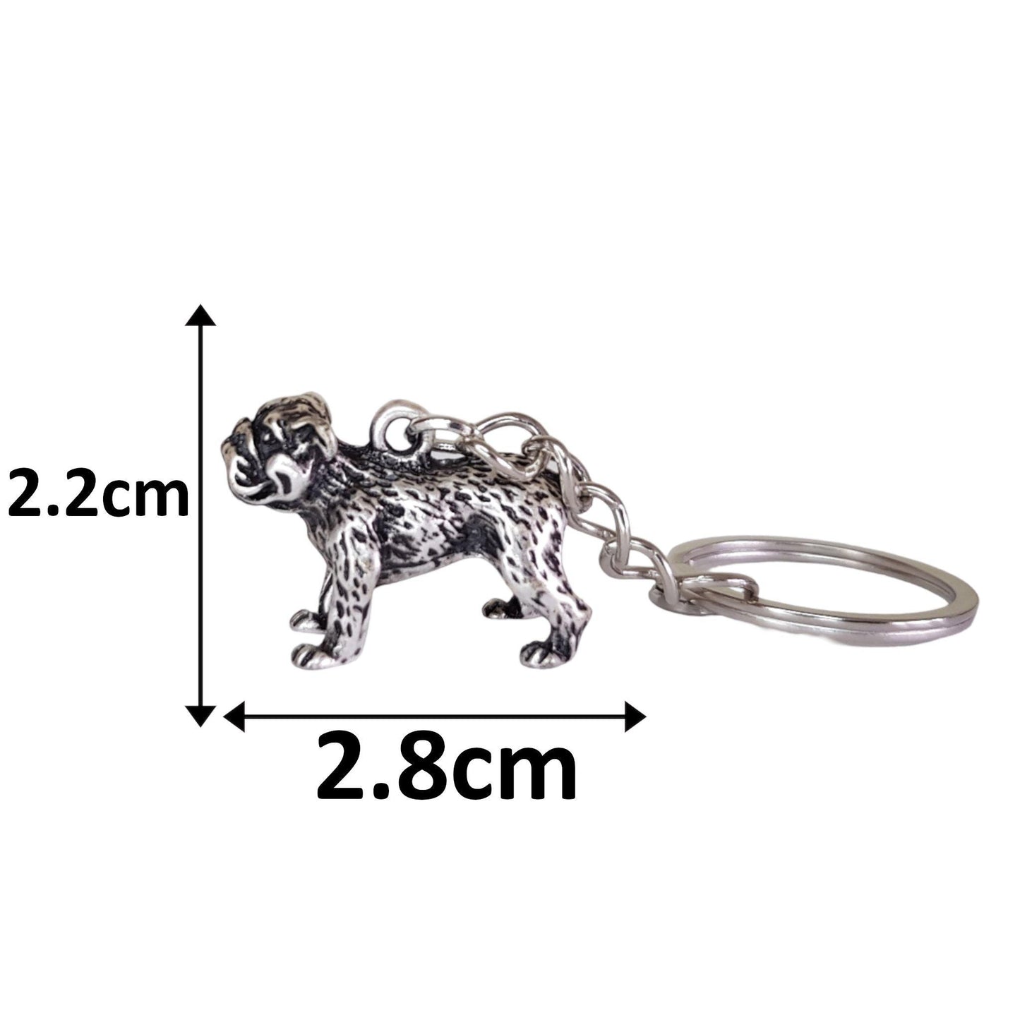 cute english bulldog keychain gift dimensions