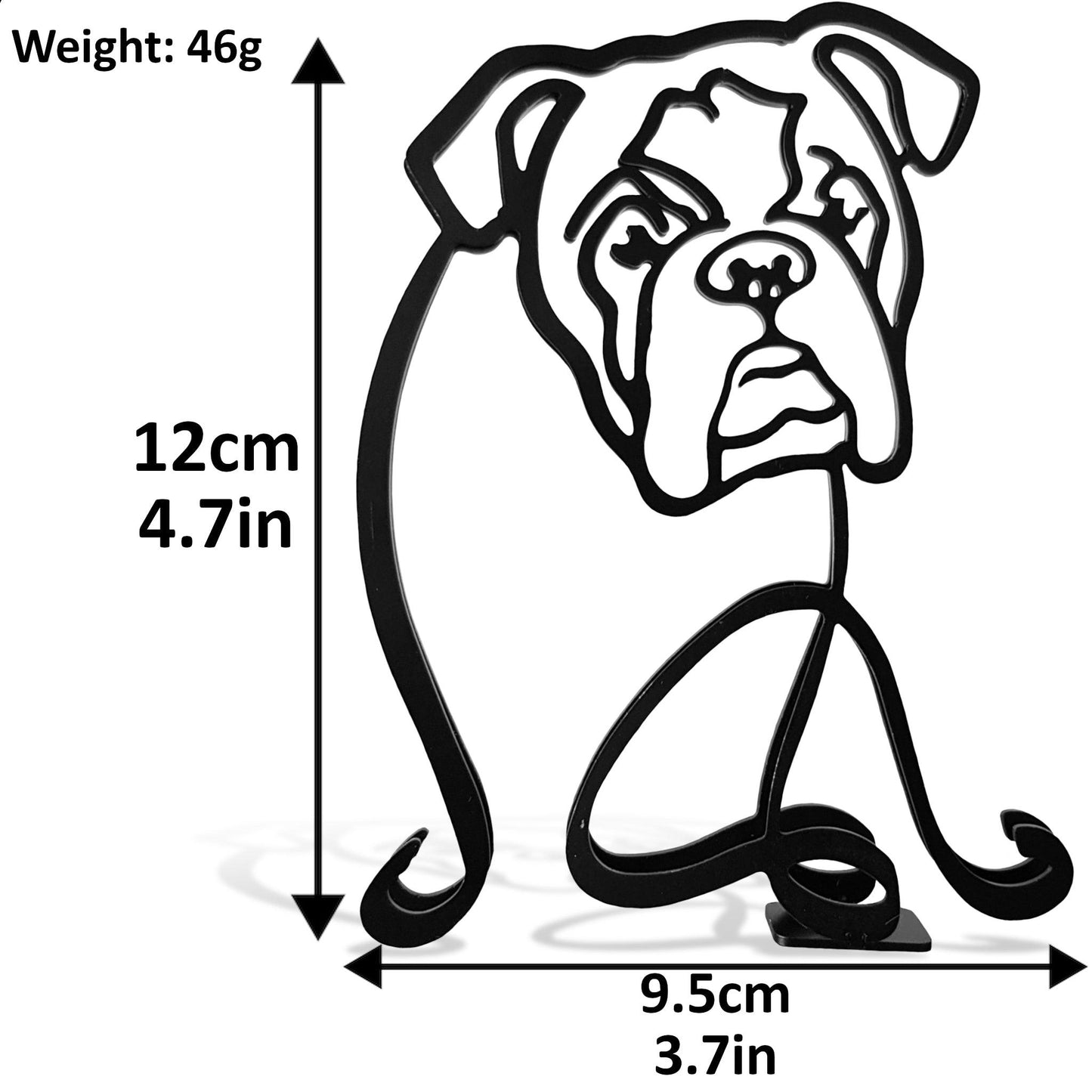 dimensions for english bulldog artistic small metal black statue