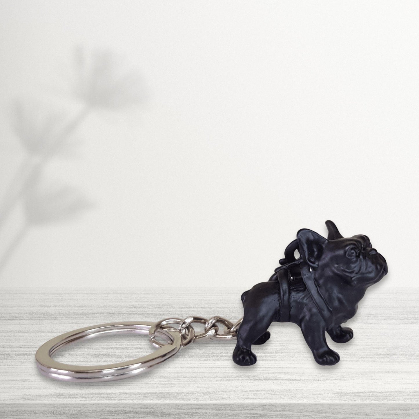 cute french bulldog black keychain