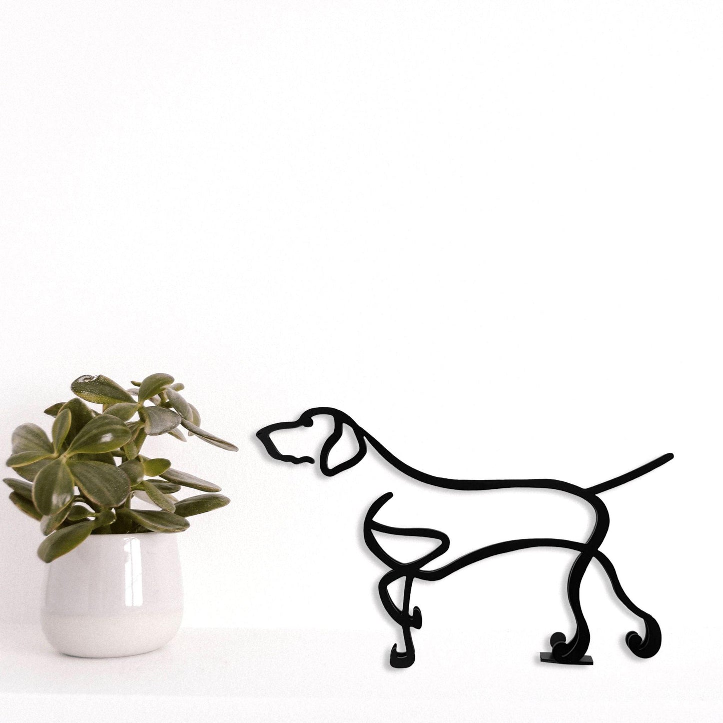 german pointer minimalist black metal sculpture ornament