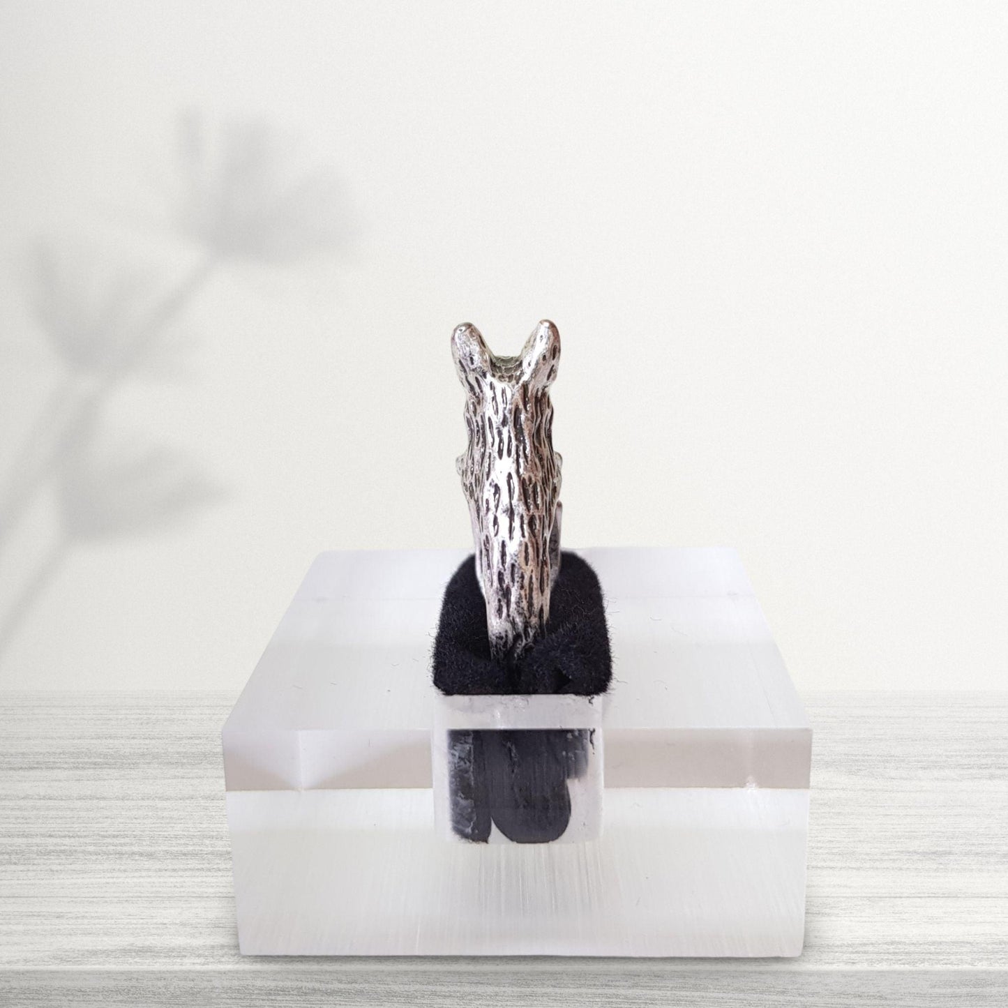 german shepherd silver jewellery ring back view