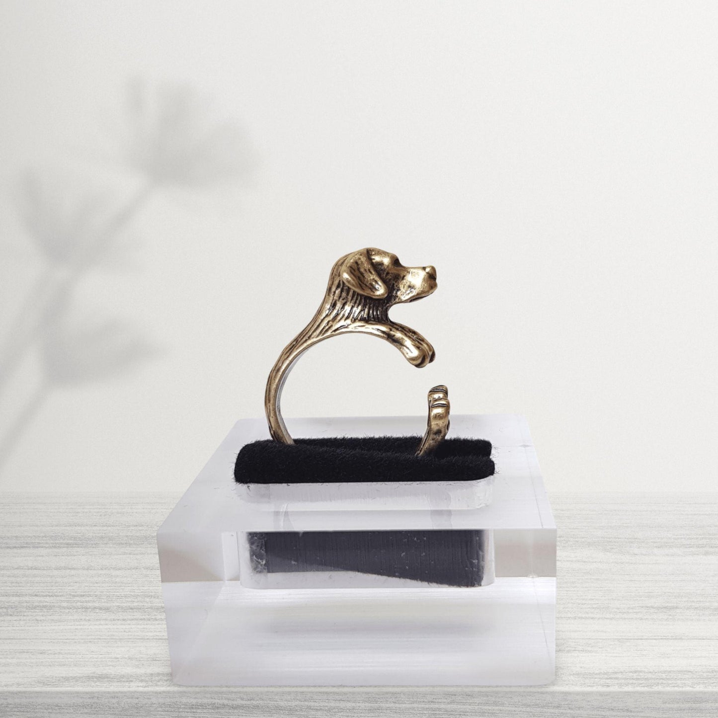 Novelty Labrador bronze Midi Dog Ring profile view DoggoZone