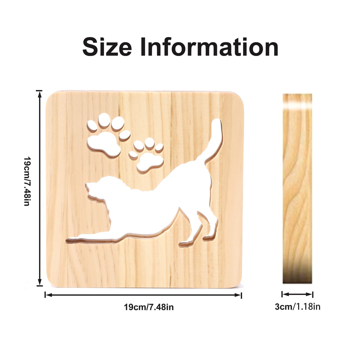 LED Labrador Dog Carved Wooden 3D USB Night Light