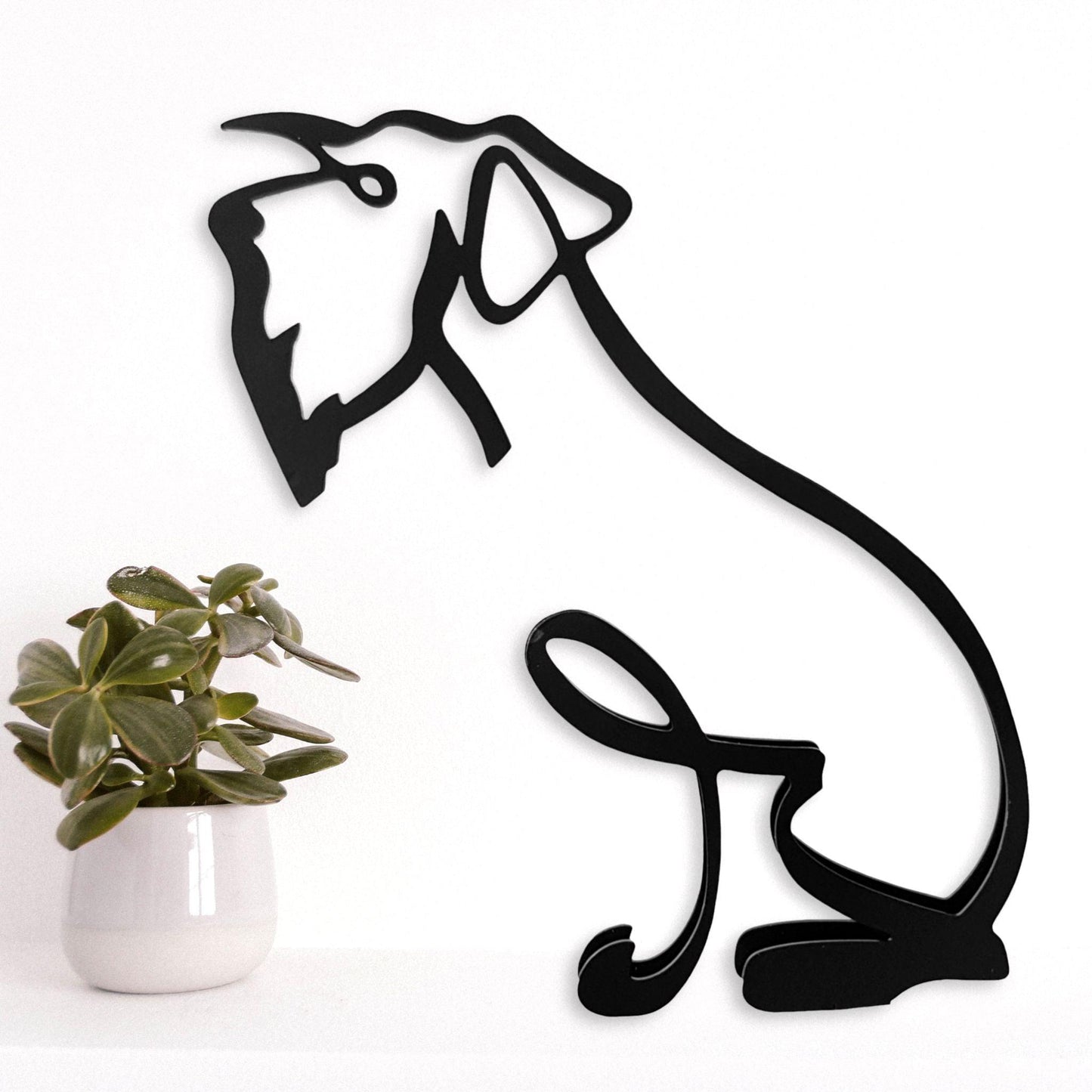 schnauzer minimalist sculpture metal ornament