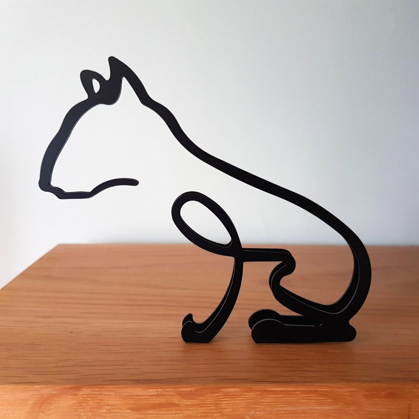 modern english bull terrier metal statue ornament in black