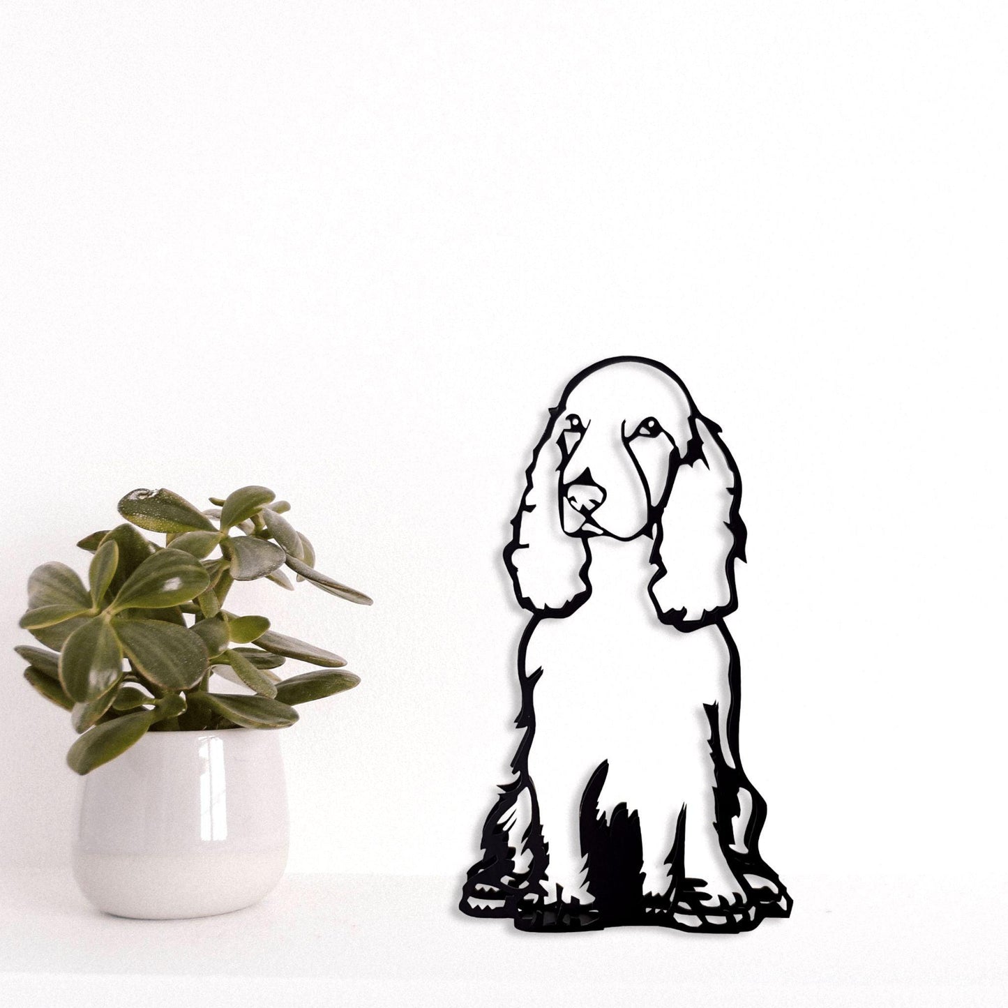 cocker spaniel stylish black metal ornament statue