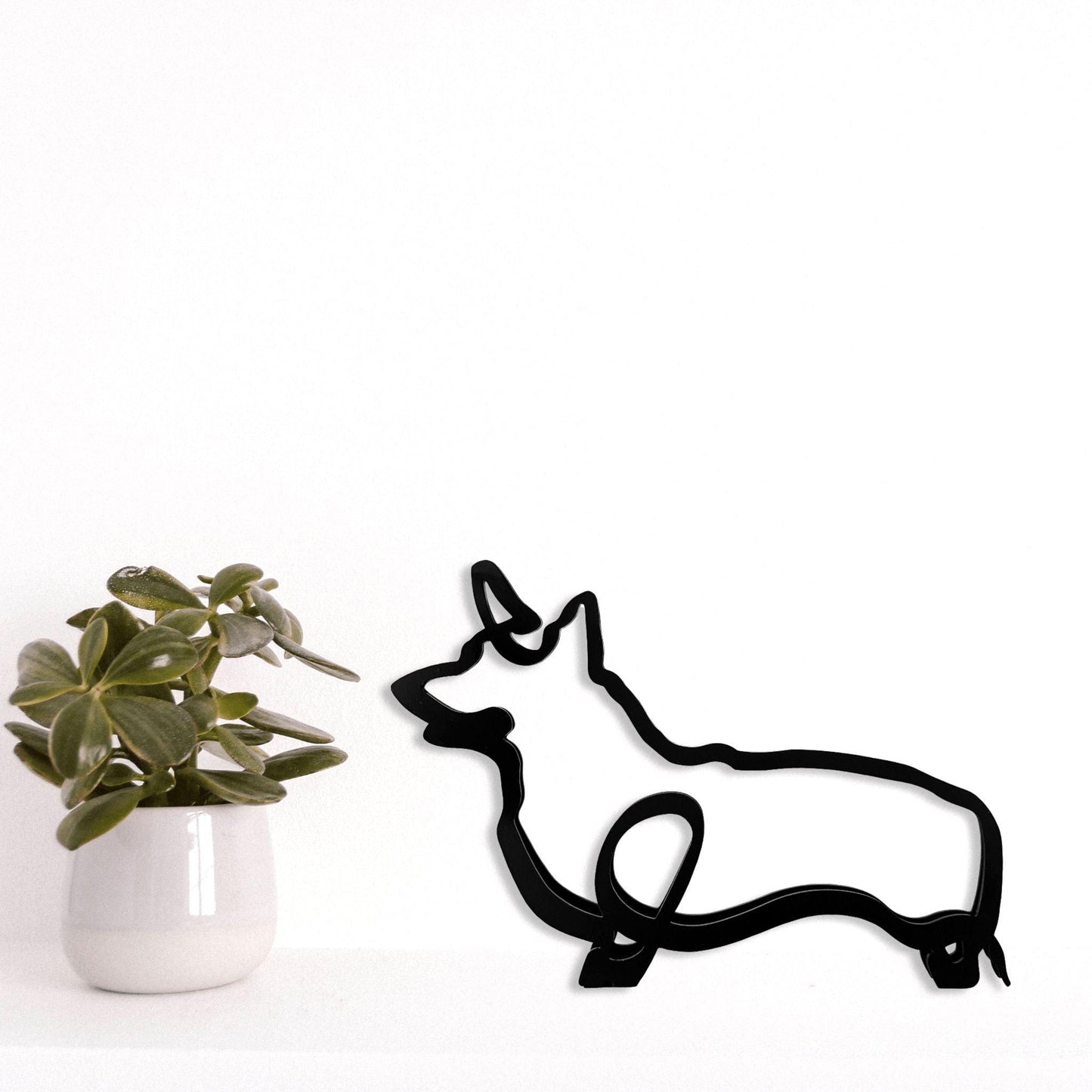 welsh corgi metal dog sculpture ornament