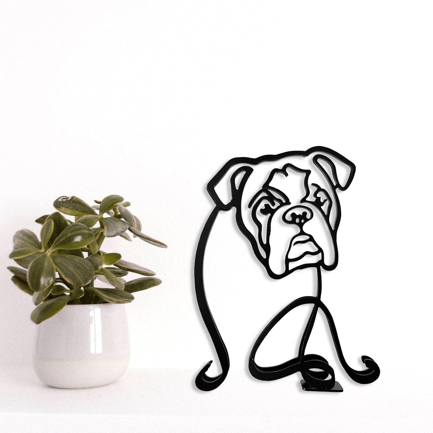 cute english bulldog sculpture metal ornament