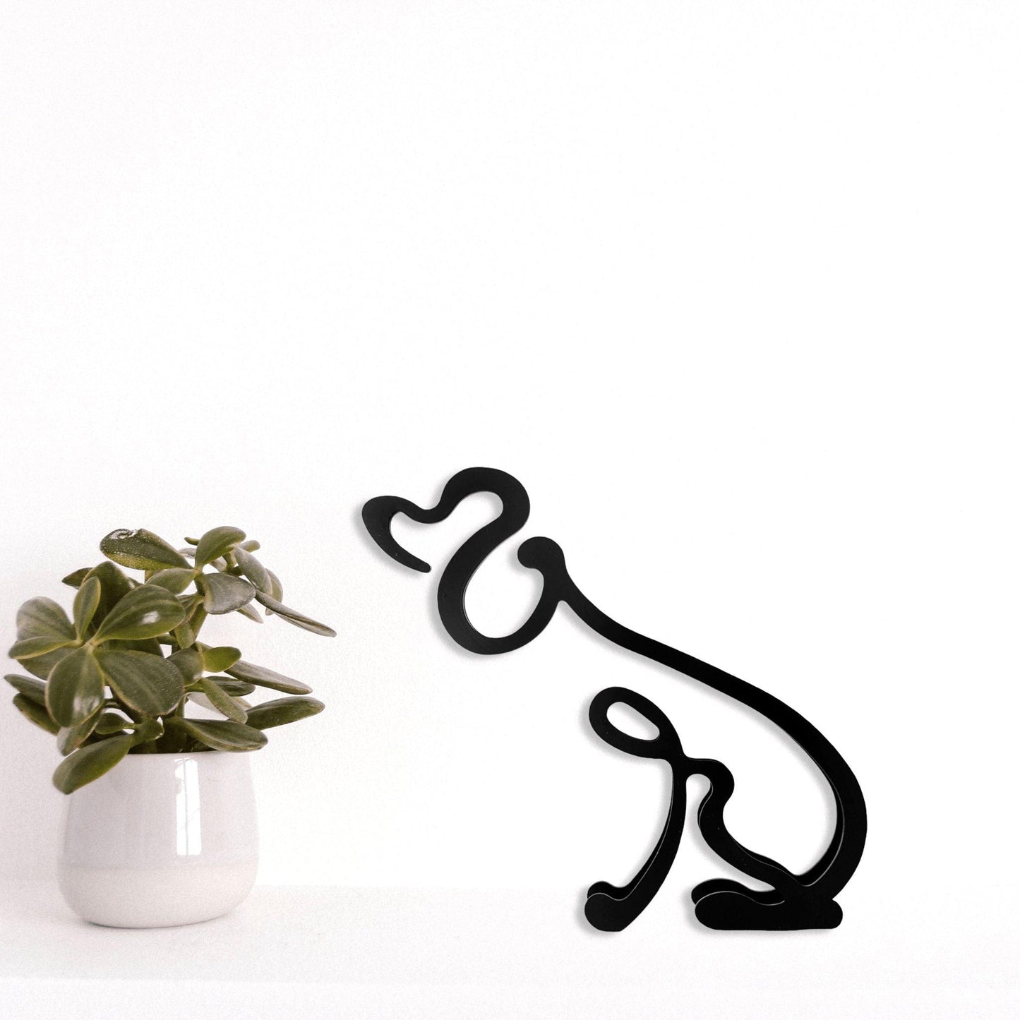 cute poodle metal ornamental statue in black