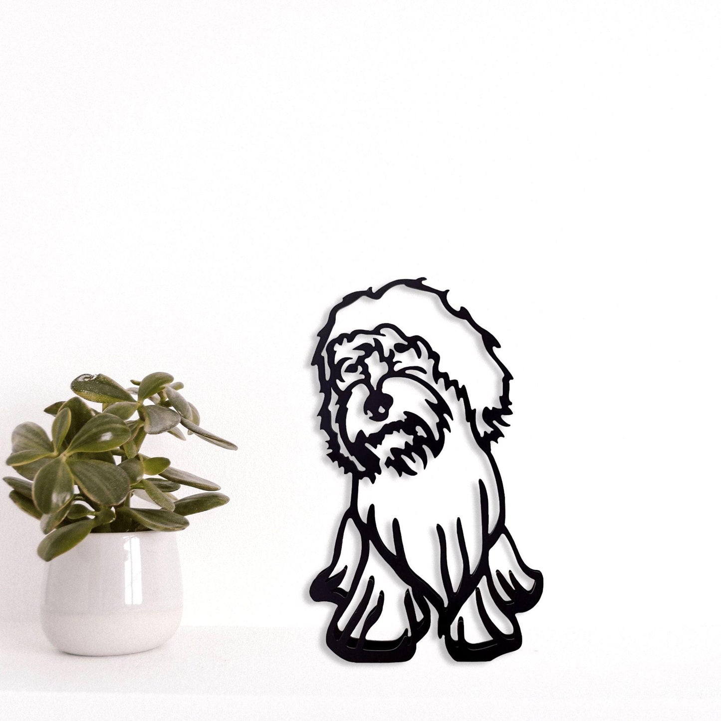 cute cockapoo cartoon style black metal statue