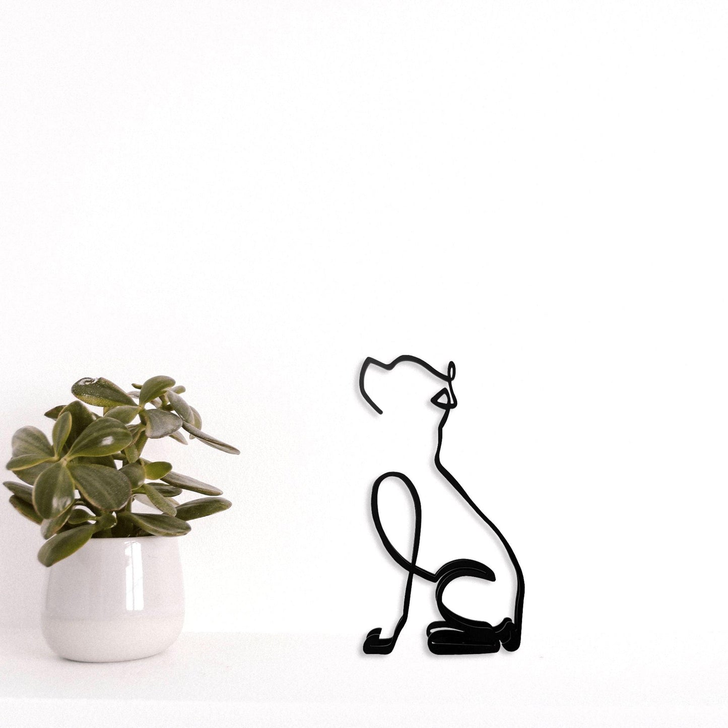 cute american pit bull minimalist silhouette style statue ornament