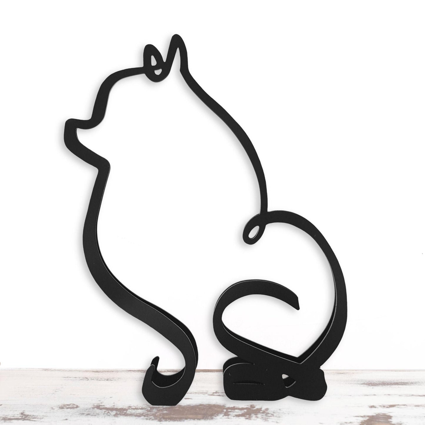 artistic pmeranian minimalist metal dog sculpture