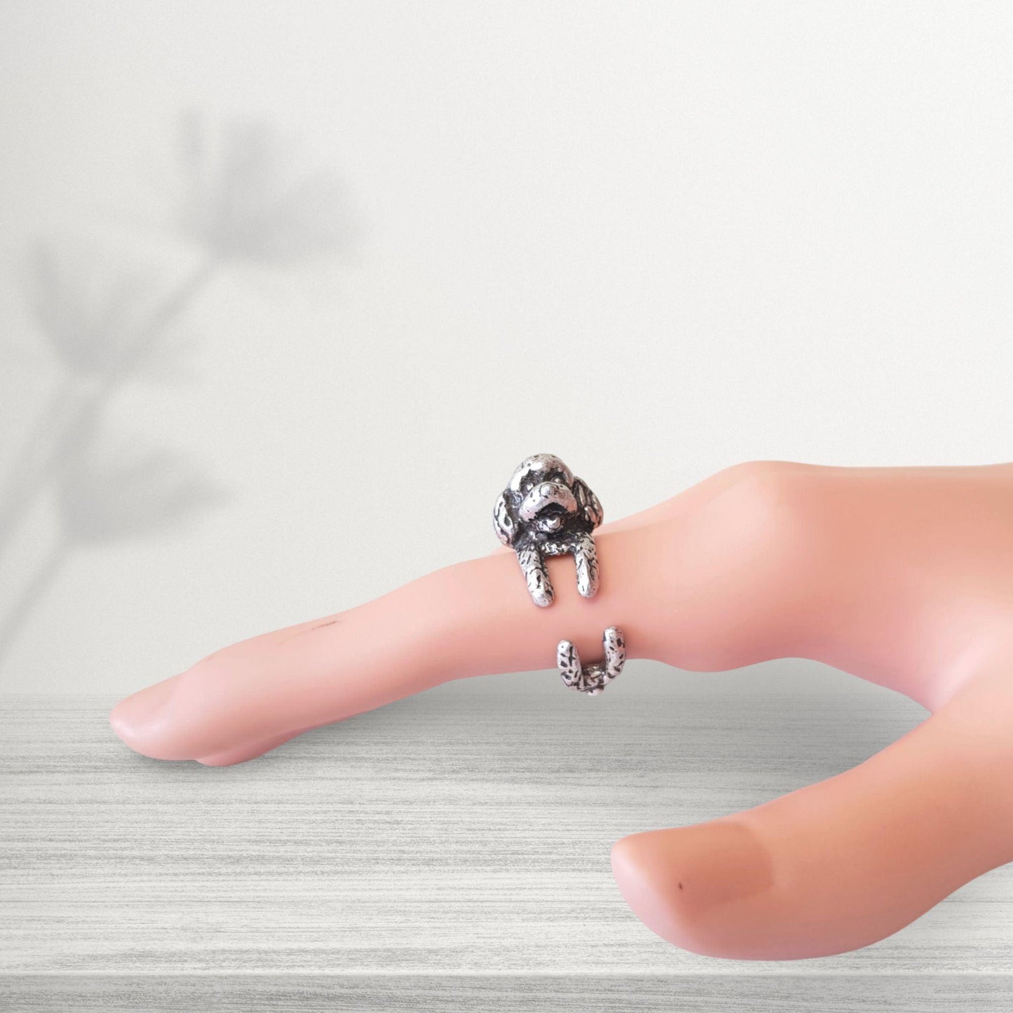 novelty poodle dog ring jewellery in silver
