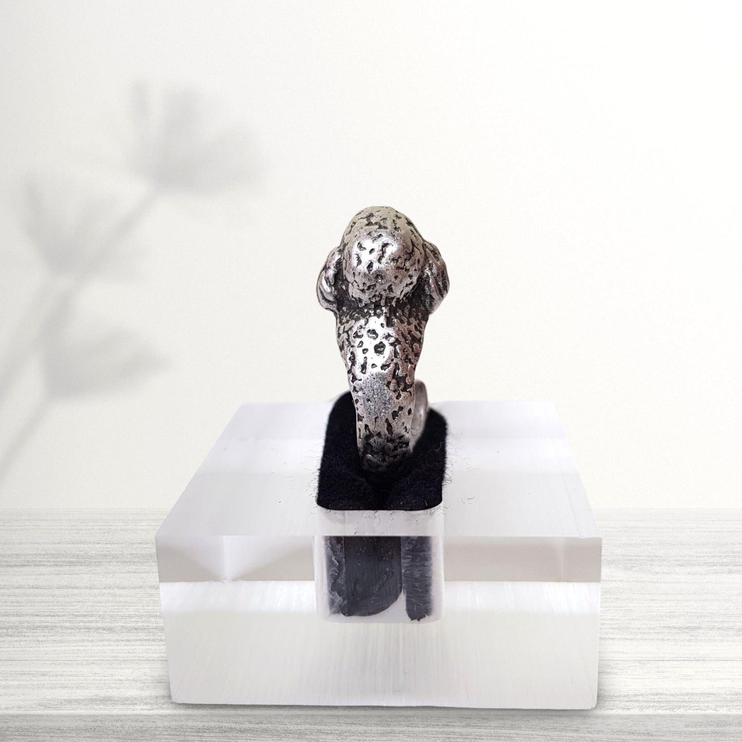 cute poodle silver novelty ring jewellery back view