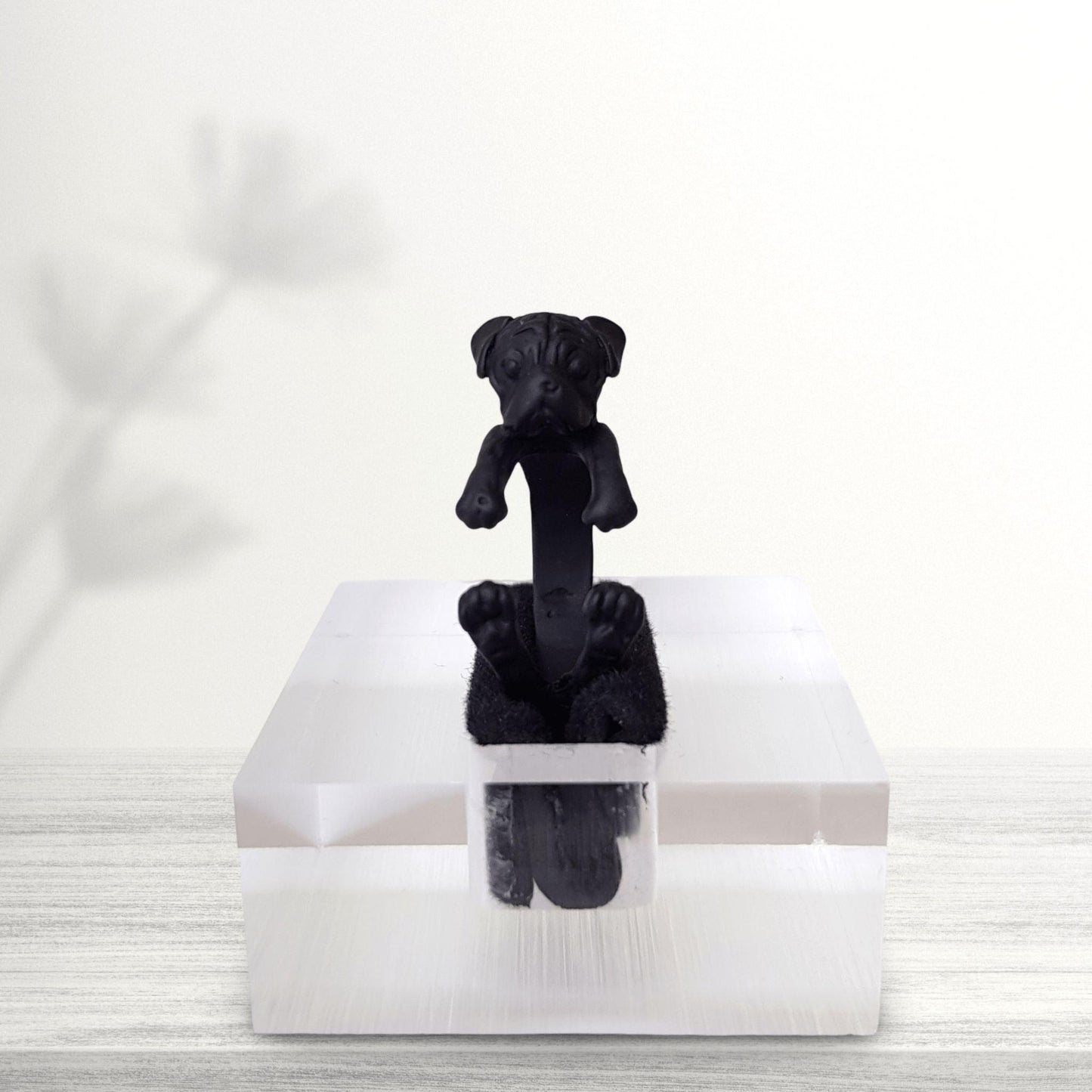 novelty pug dog midi ring in black