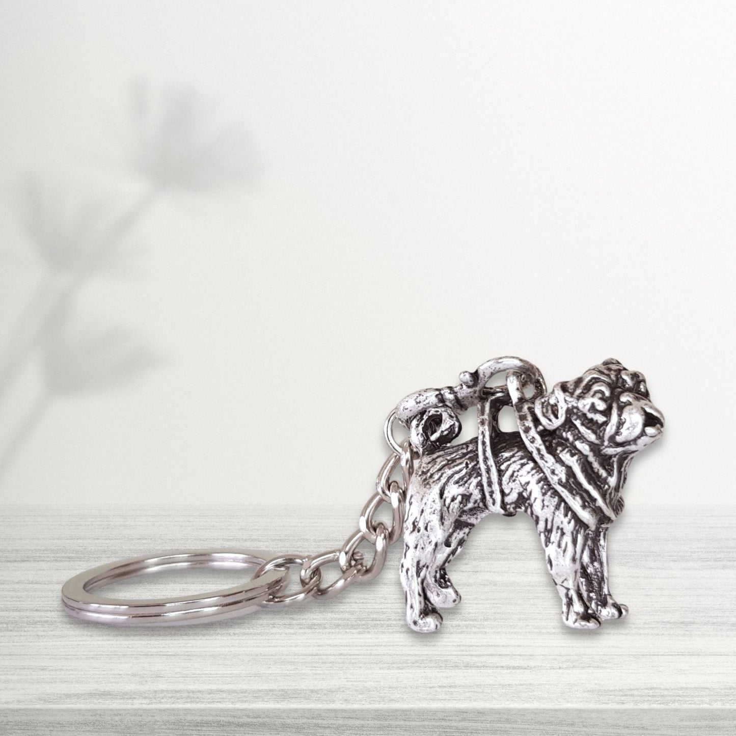 pug lovers silver keychain