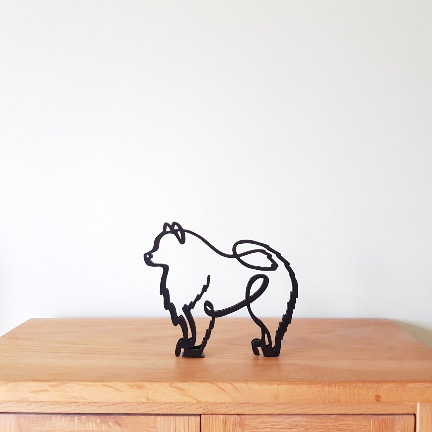cute samoyed metal dog minimalistic statue ornament gift