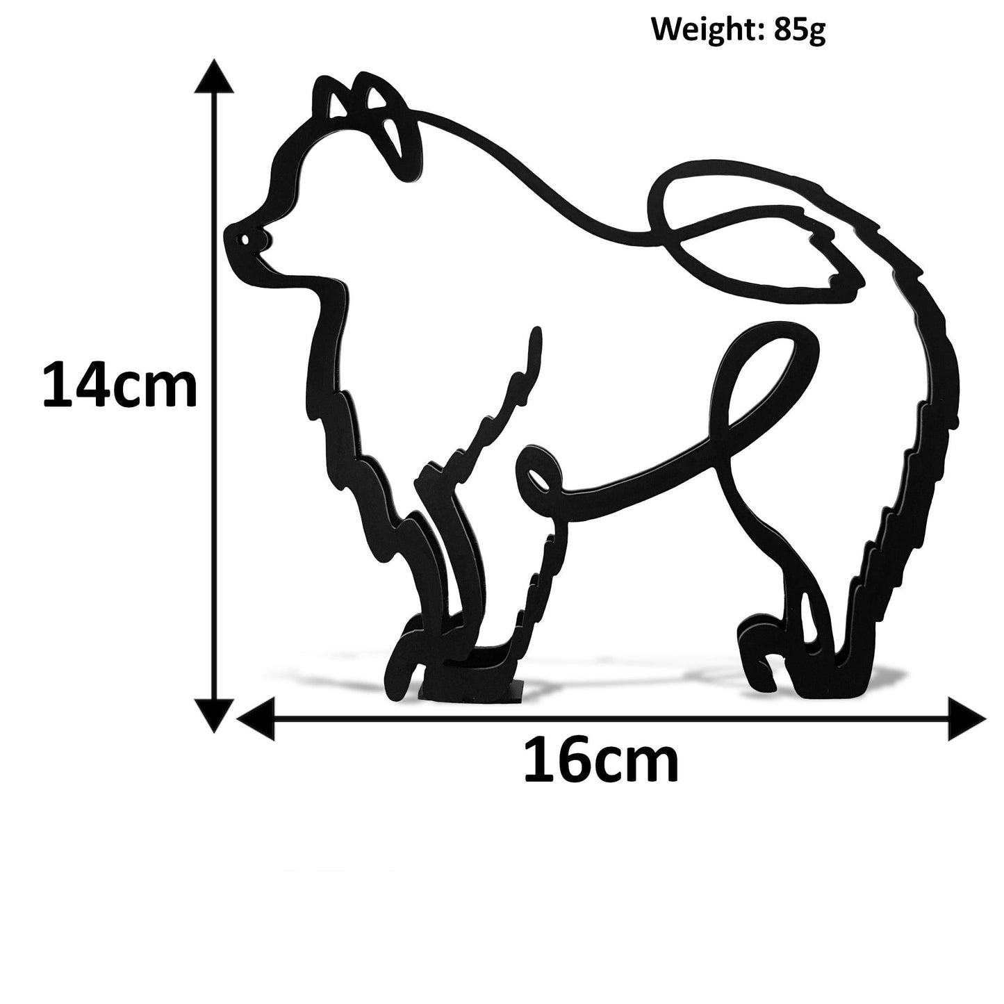 dimensions for samoyed dog minimalist black metal statue