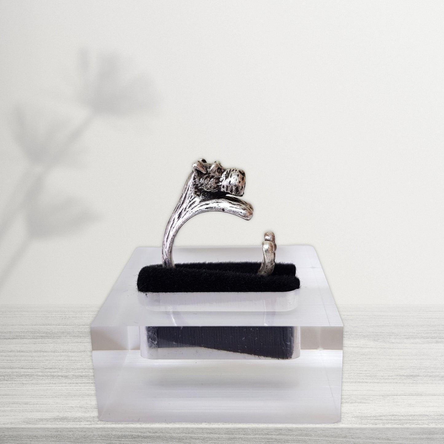 silver schnauzer adjustable novelty ring jewellery