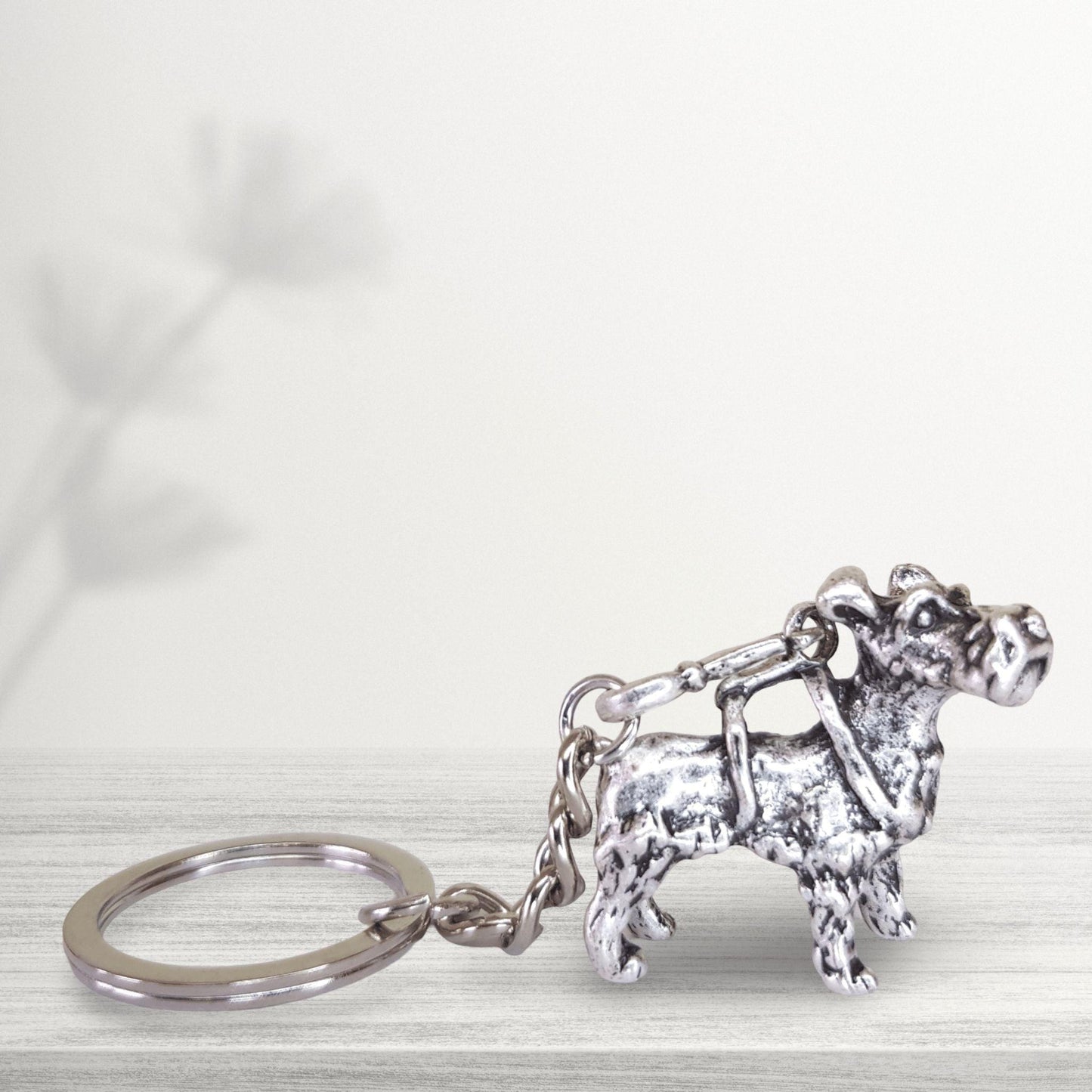 novelty schnauzer dog Keyring in silver