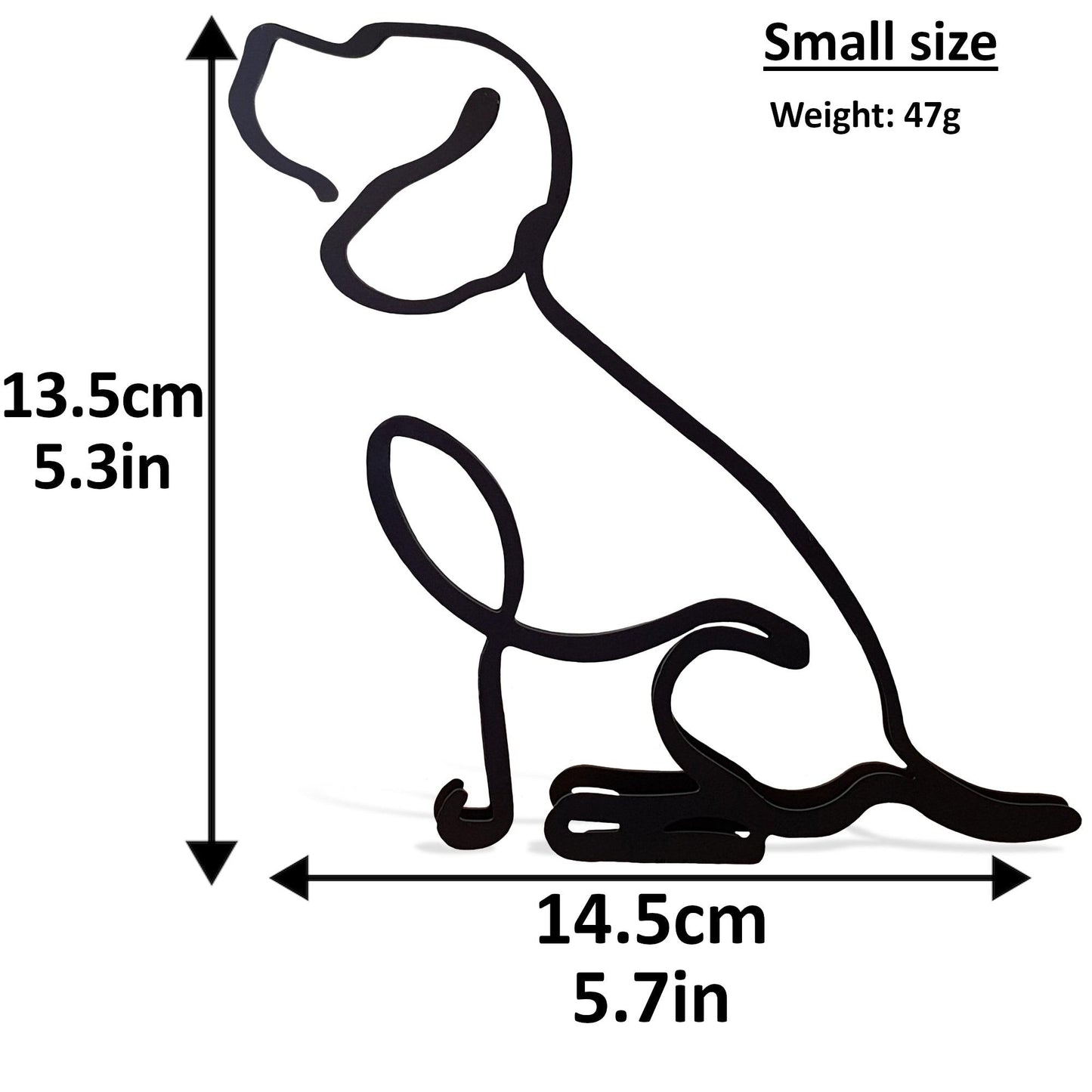 dimensions or beagle minimalistic small metal dog statue