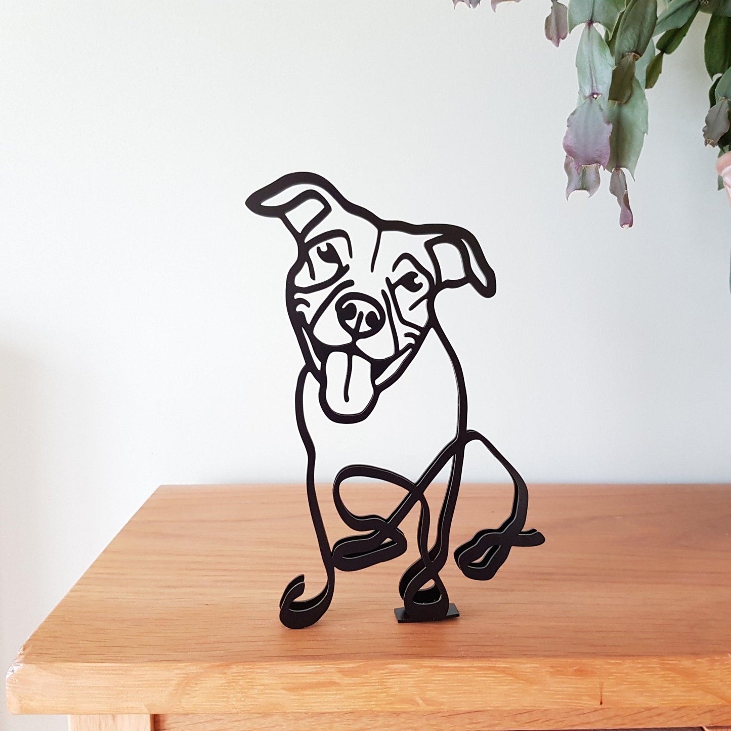 cute staffordshire bull terrier minimalist metal statue