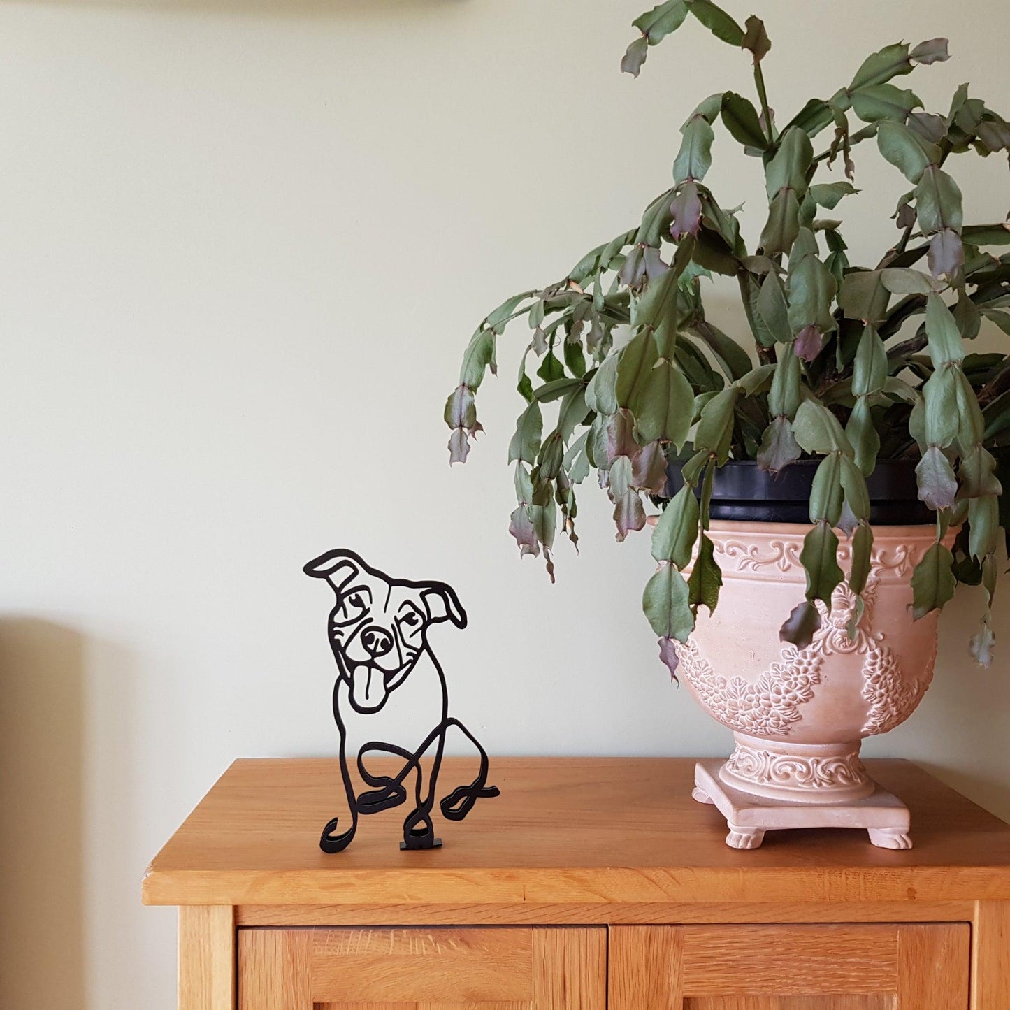 staffordshire bull terrier minimalist metal statue ornament