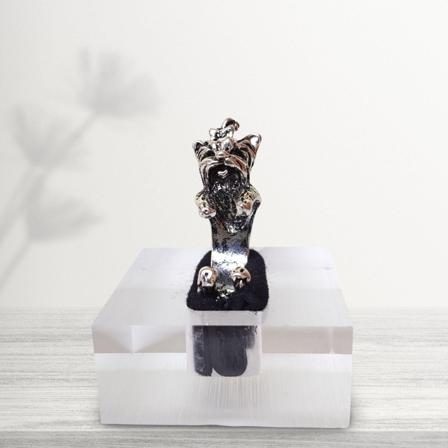 yorkshire terrier dog ring jewellery in silver