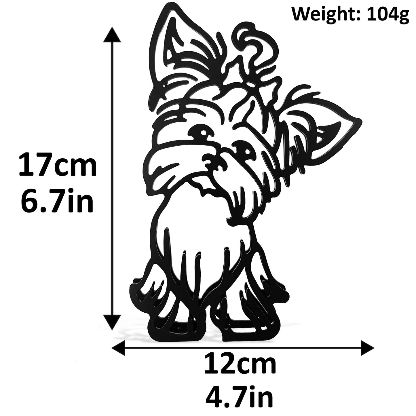 dimensions for yorkshire terrier cartoon style black metal statue ornament