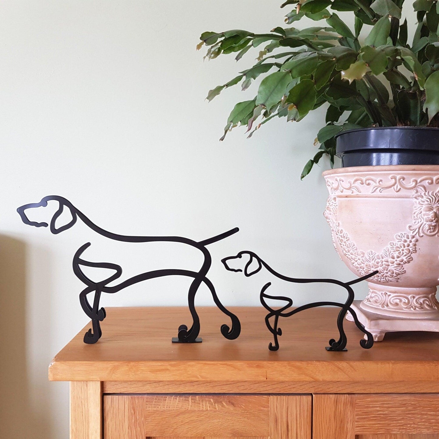 german pointer minimalistic black metal ornamental statues