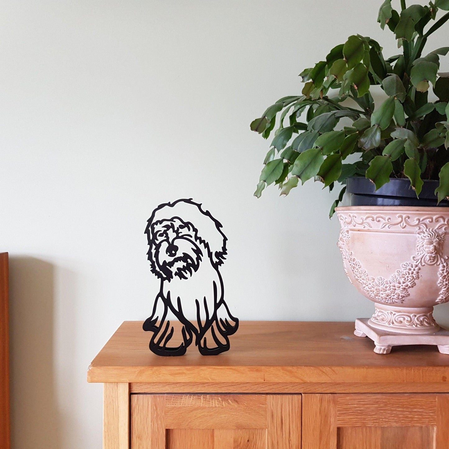 cockapoo minimalist silhouette style black metal statue